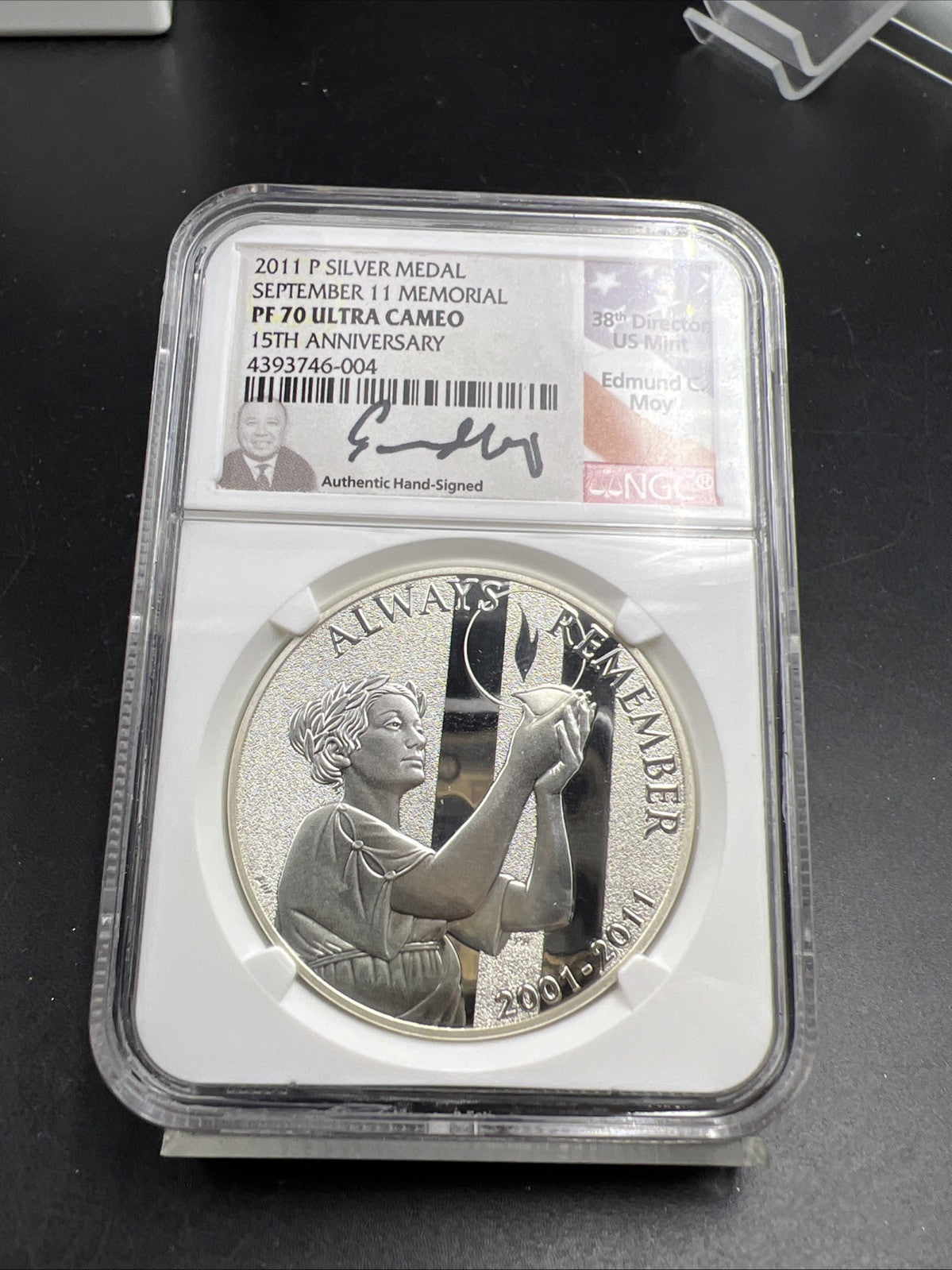 2011 W September 11th Anniversary Memorial Medal NGC PF70 UCAM Moy Signature LBL