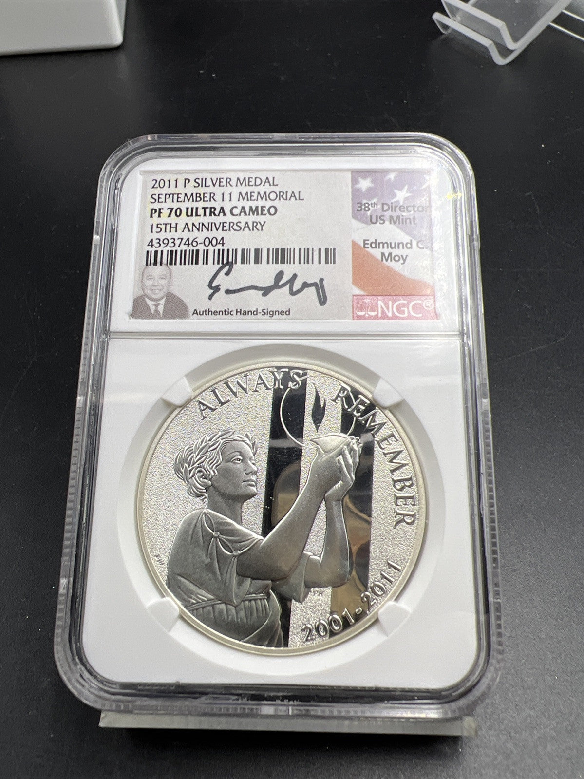 2011 W September 11th Anniversary Memorial Medal NGC PF70 UCAM Moy Signature LBL