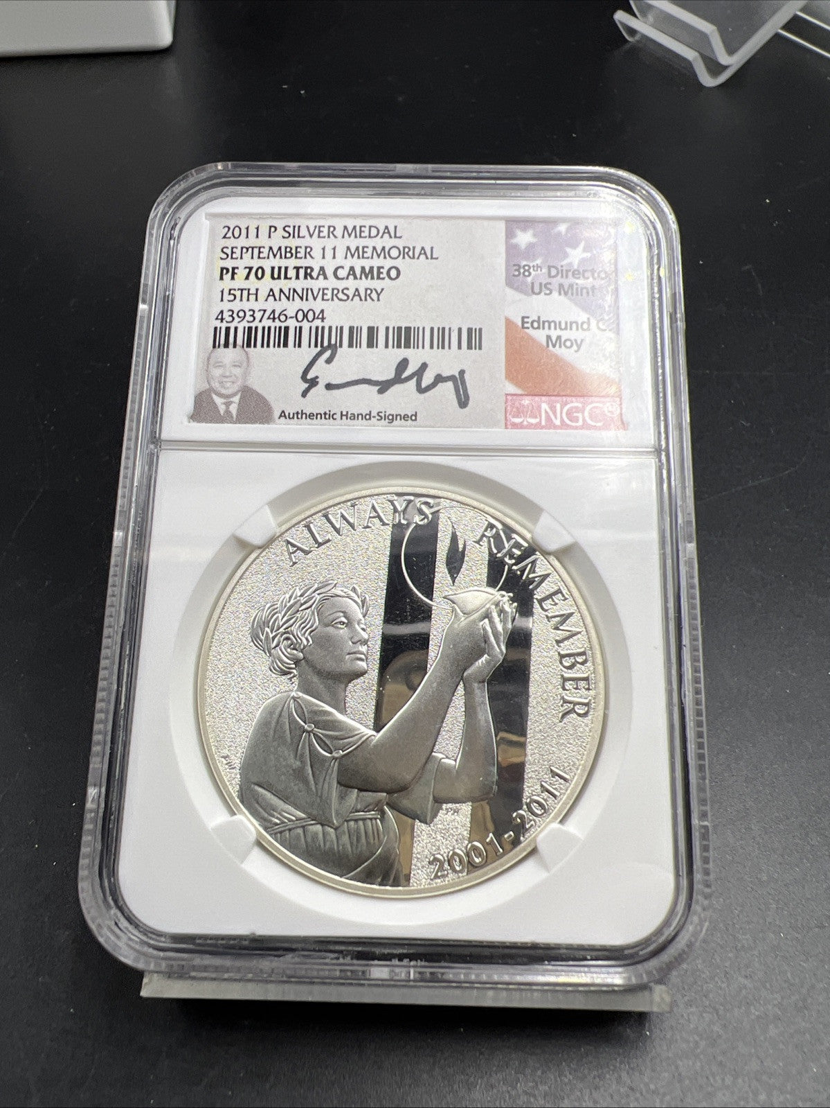 2011 W September 11th Anniversary Memorial Medal NGC PF70 UCAM Moy Signature LBL