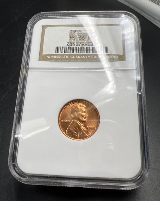 1955 P 1c Lincoln Wheat Cent Coin NGC MS66 Brown Label #039