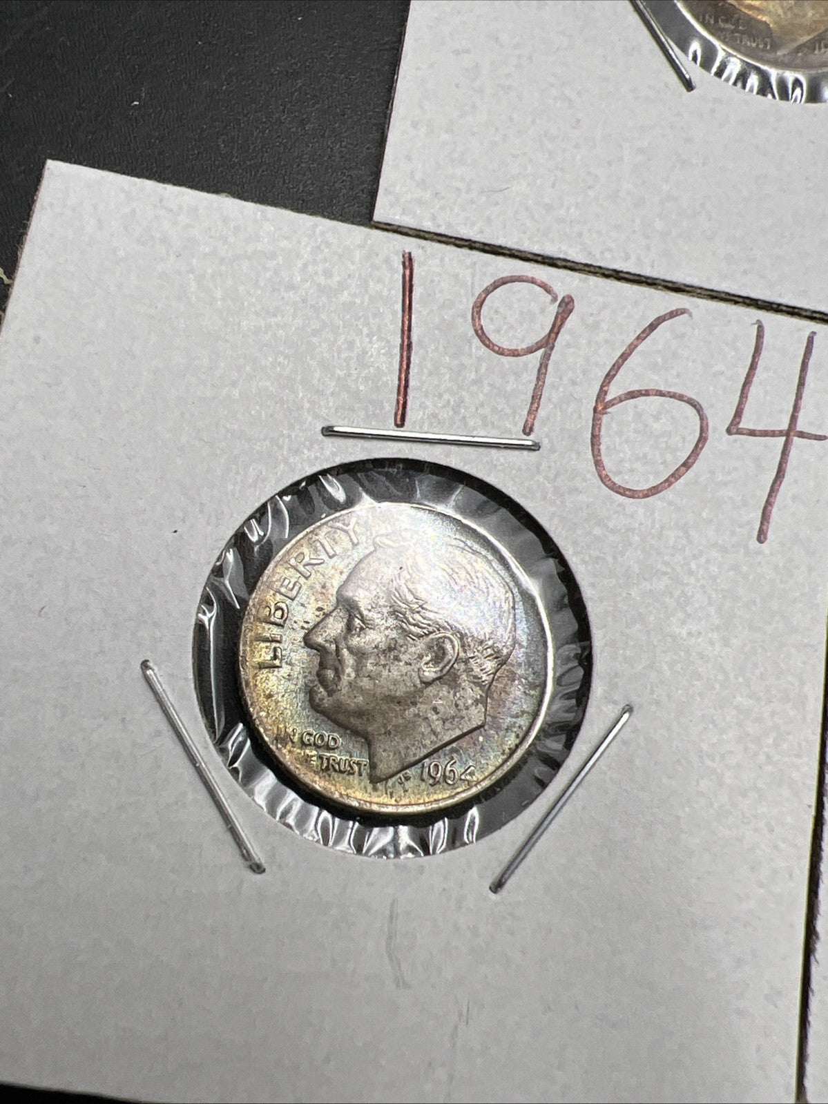 Toner Trio 3 Nice toned 1964 Roosevelt Silver Dime Coins BU UNC SKURLLEND#2025A