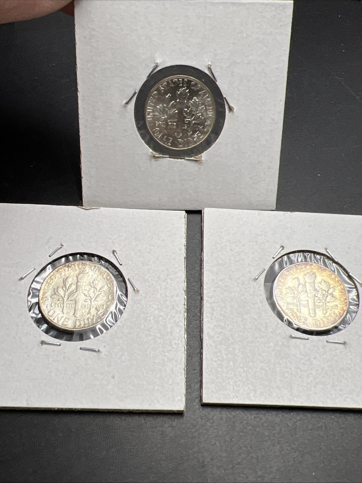 Toner Trio 3 Nice toned 1964 Roosevelt Silver Dime Coins BU UNC SKURLLEND#2025A