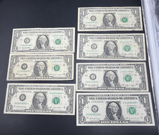 Lot of 7 Different * Star FRN Notes 1995 1999 2003 2003A 2006 2009 2017 Circ #89