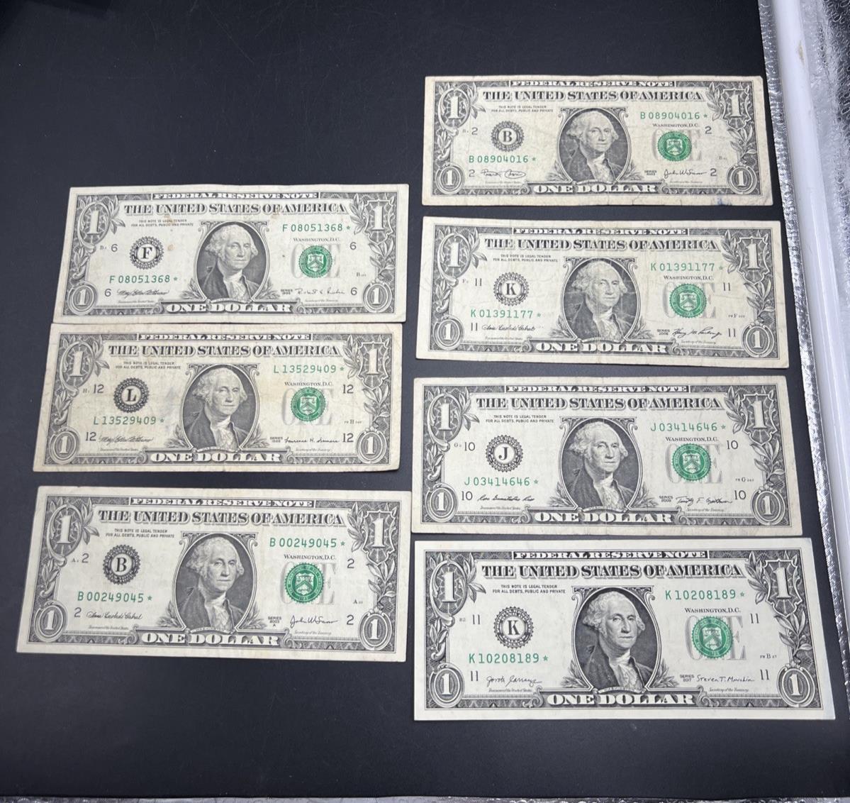 Lot of 7 Different * Star FRN Notes 1995 1999 2003 2003A 2006 2009 2017 Circ #89