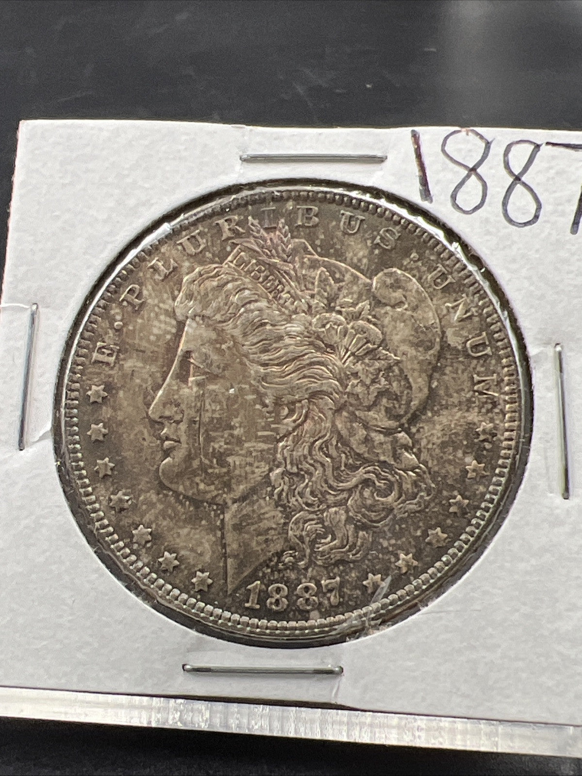 1887 P $1 Morgan Silver Dollar Coin Choice AU Neat Toning