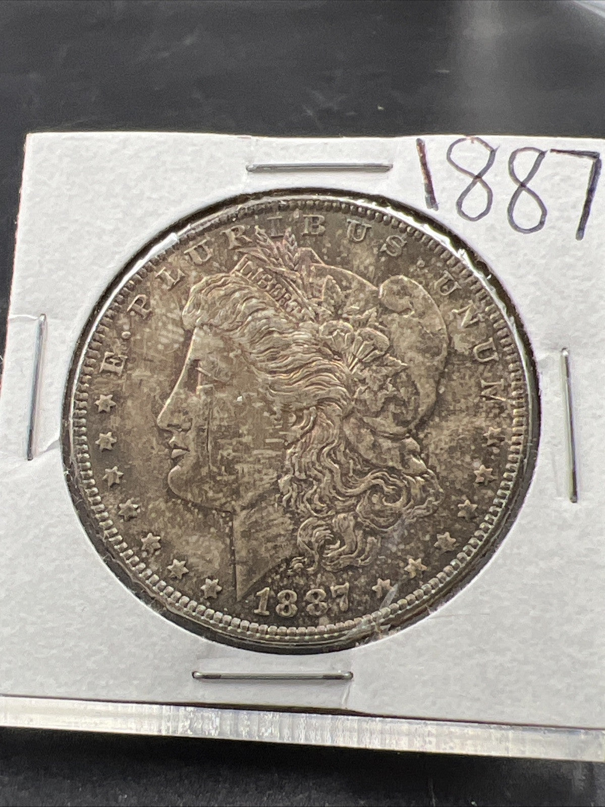 1887 P $1 Morgan Silver Dollar Coin Choice AU Neat Toning