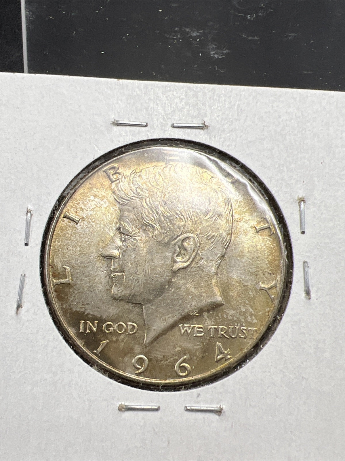 1964 P 50c Kennedy Silver Half Dollar Coin Choice AU About UNC Amber Toning Tone