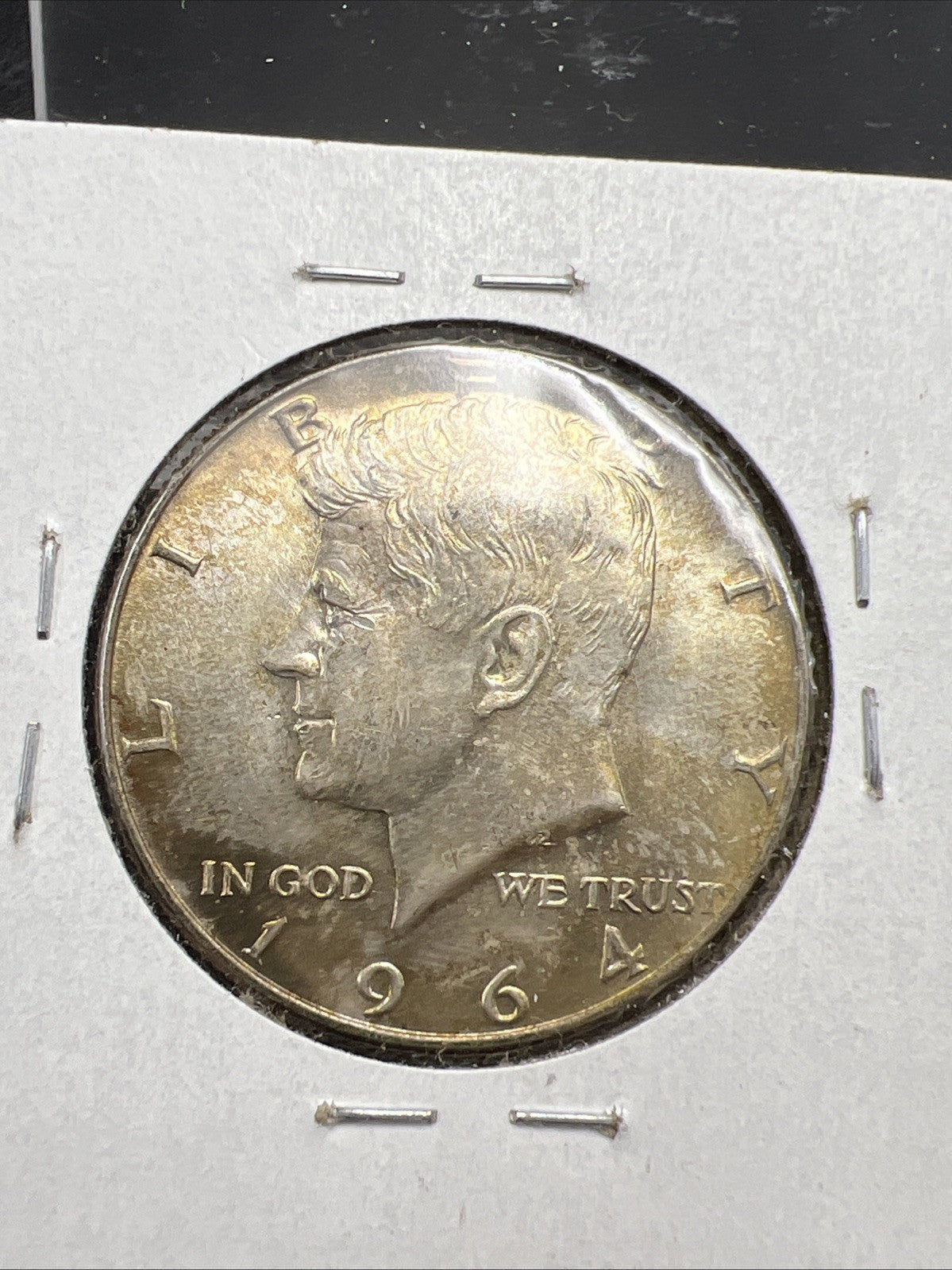 1964 P 50c Kennedy Silver Half Dollar Coin Choice AU About UNC Amber Toning Tone
