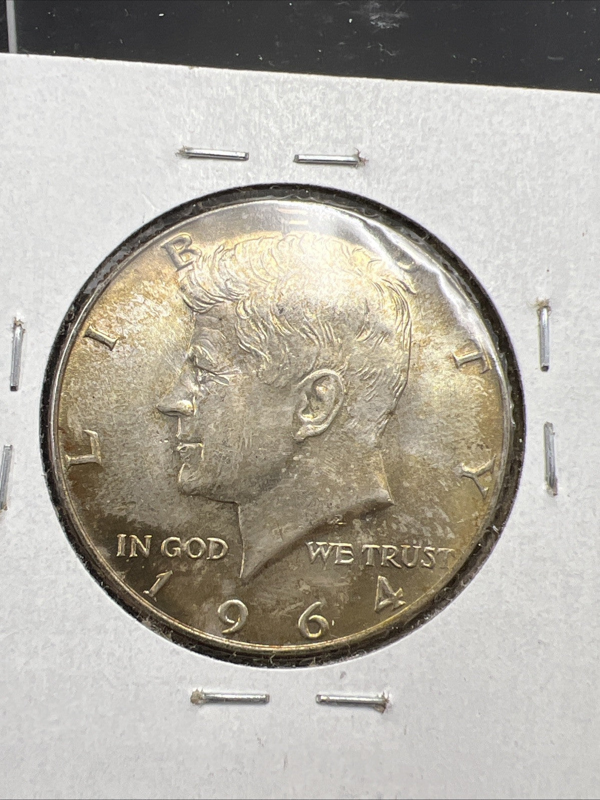 1964 P 50c Kennedy Silver Half Dollar Coin Choice AU About UNC Amber Toning Tone