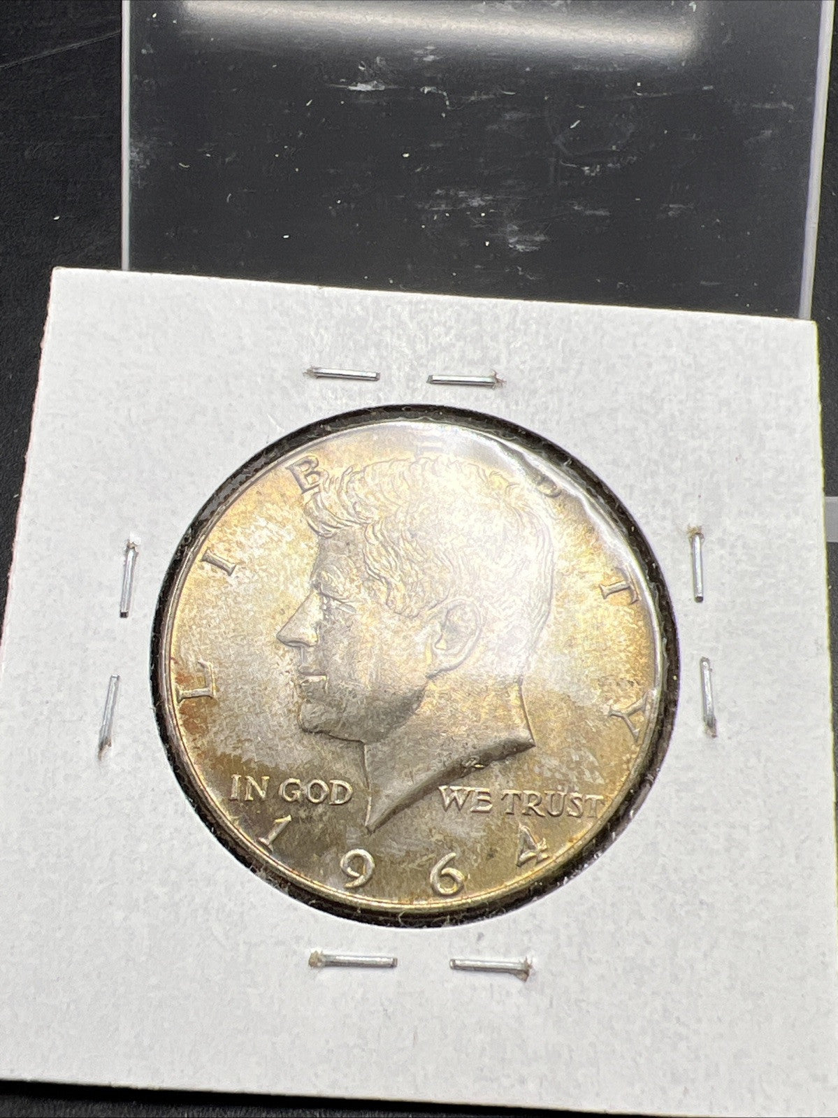 1964 P 50c Kennedy Silver Half Dollar Coin Choice AU About UNC Amber Toning Tone