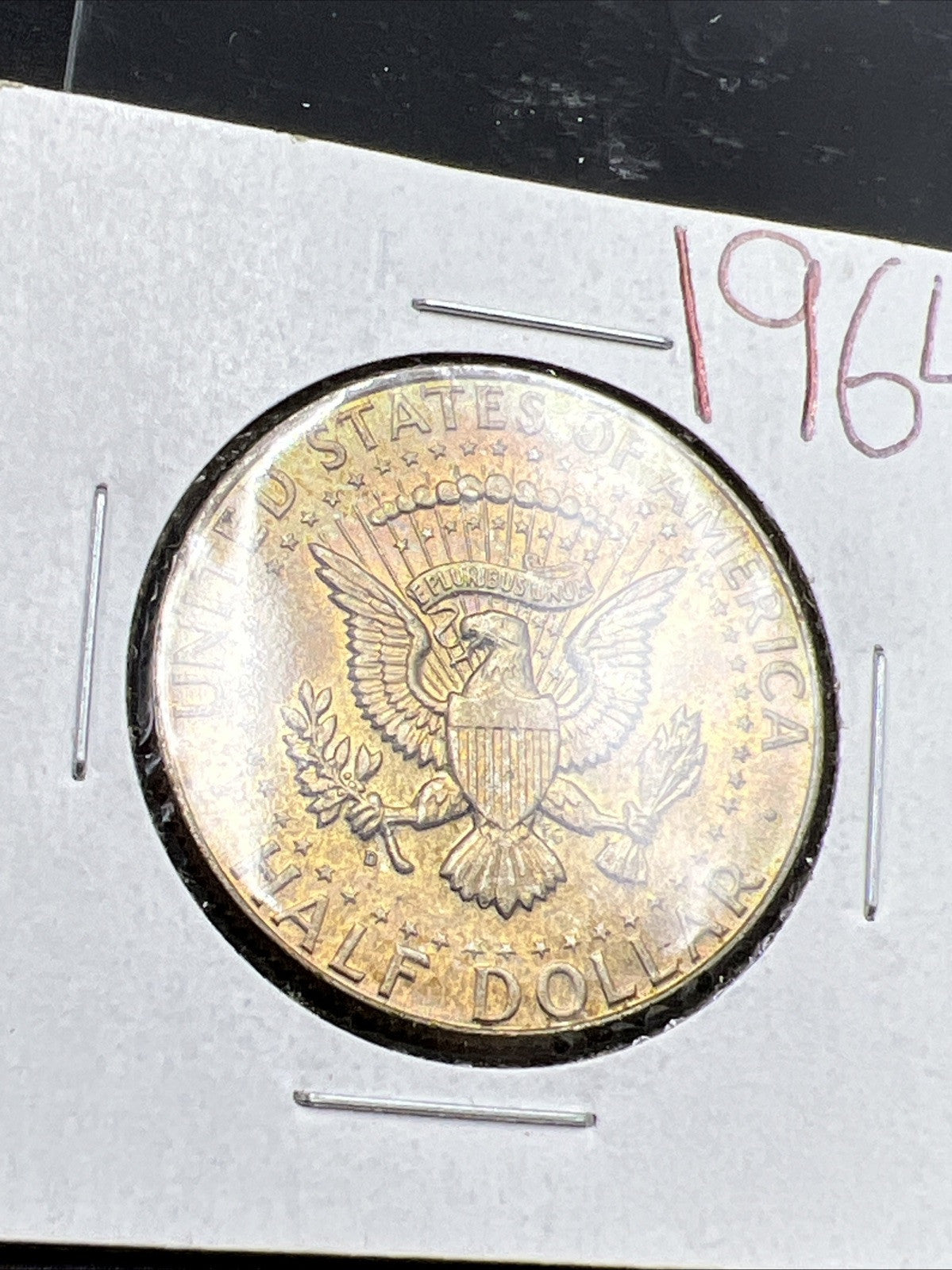 1964 P 50c Kennedy Silver Half Dollar Coin Choice AU About UNC Amber Toning Tone