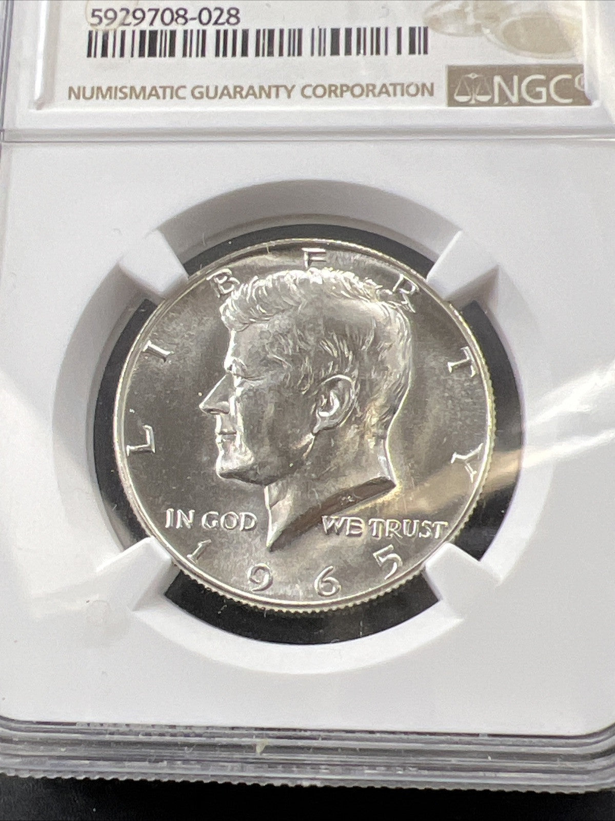 1965 SMS 50c Kennedy 40% Silver Half Dollar Coin MS65 NGC #028