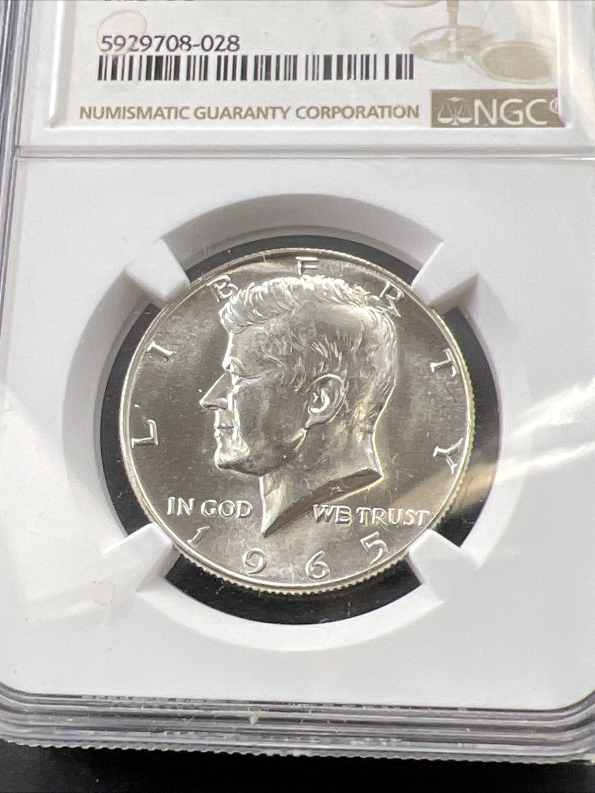 1965 SMS 50c Kennedy 40% Silver Half Dollar Coin MS65 NGC #028