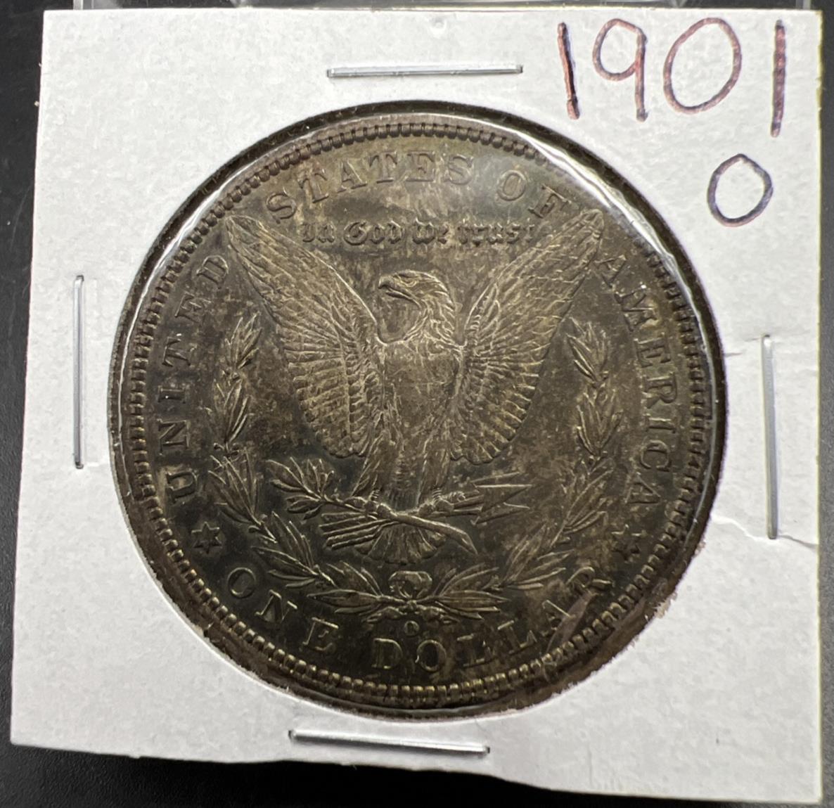 1901 O $1 Morgan Silver Dollar Coin XF / AU Neat Toning Toner