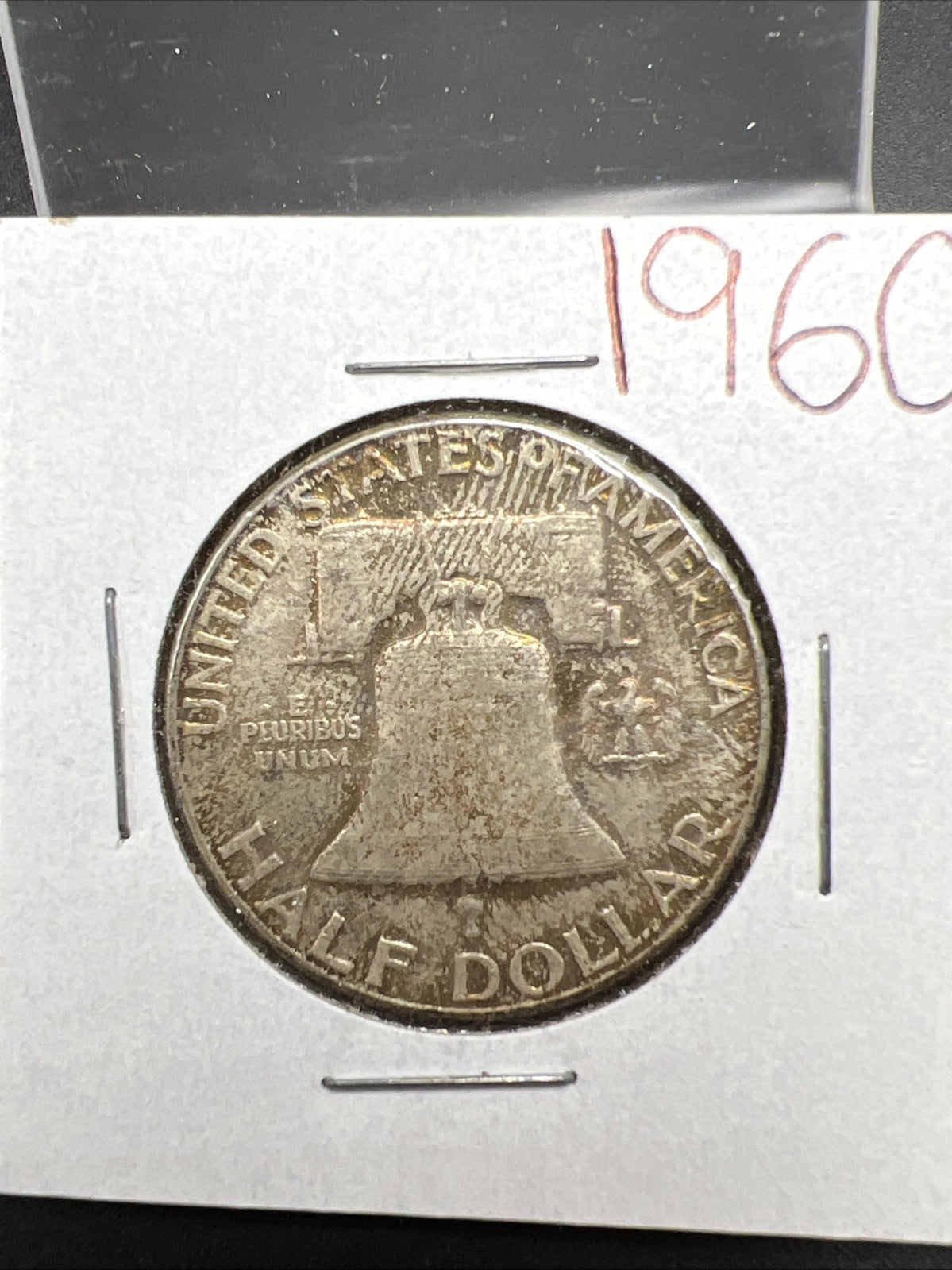 1960 P Franklin Half Dollar Silver Coin Choice AU About UNC Nice Toning Toner