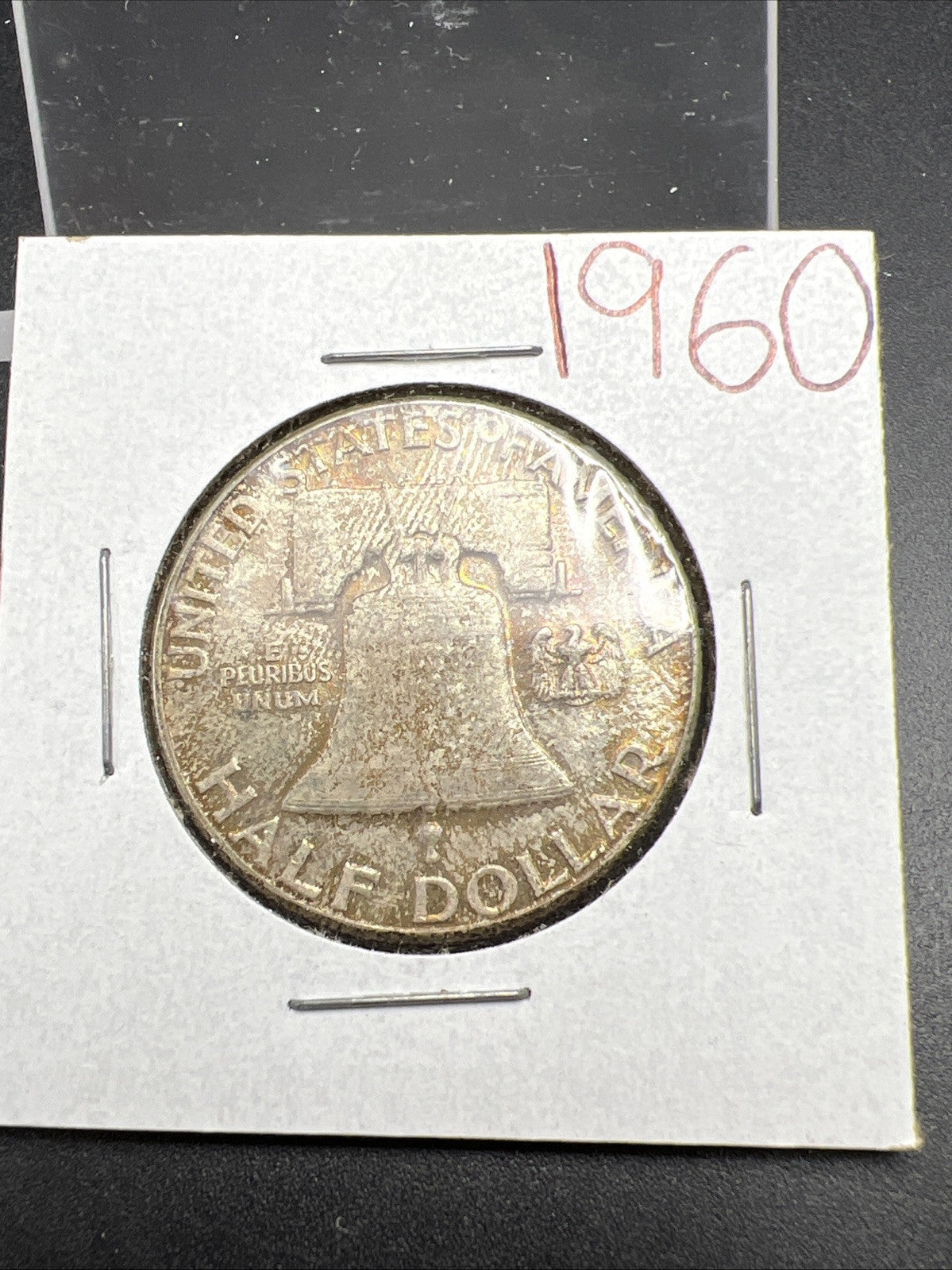 1960 P Franklin Half Dollar Silver Coin Choice AU About UNC Nice Toning Toner