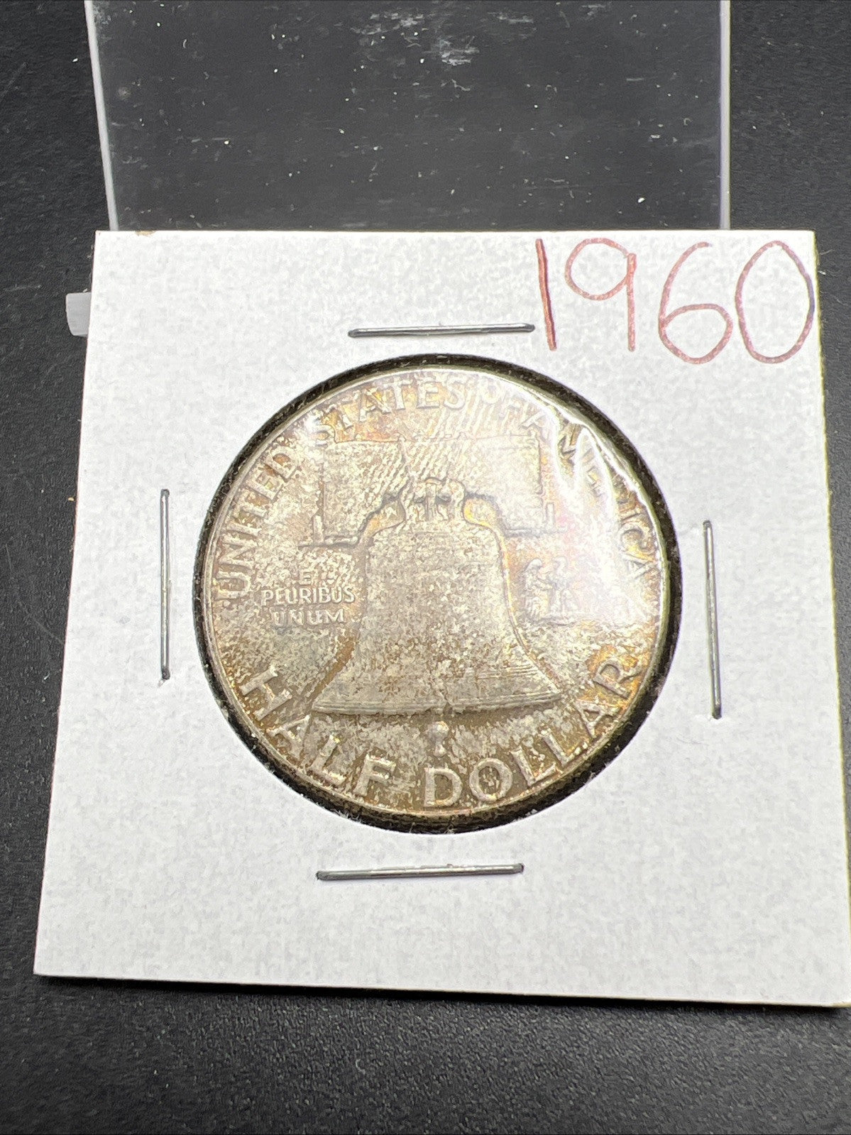 1960 P Franklin Half Dollar Silver Coin Choice AU About UNC Nice Toning Toner