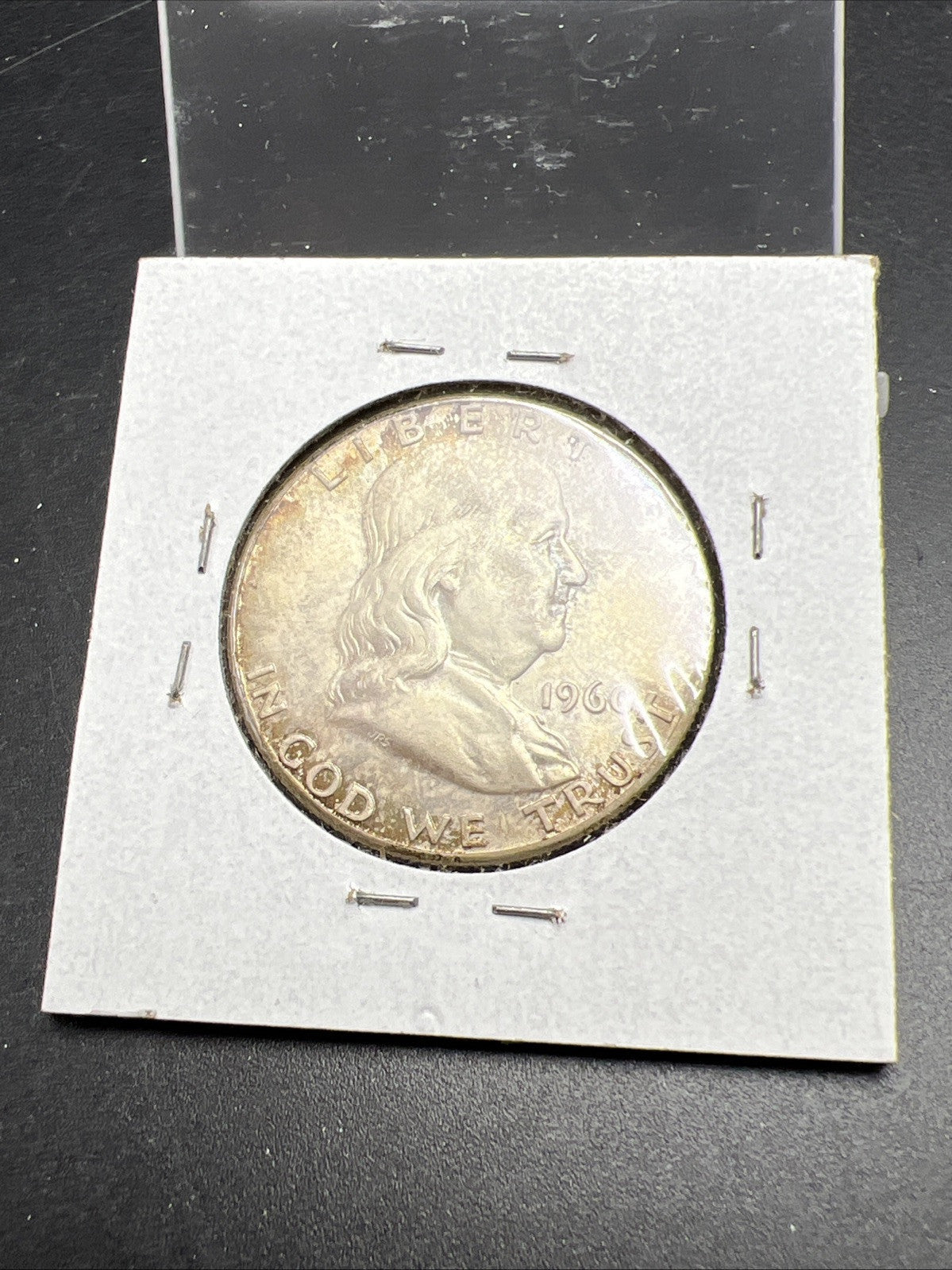 1960 P Franklin Half Dollar Silver Coin Choice AU About UNC Nice Toning Toner