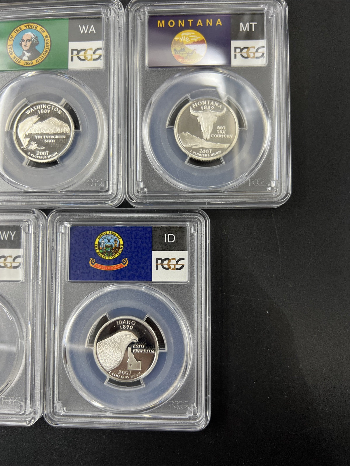2007 S Complete 5 Coin Silver Proof Quarter Set PCGS Graded PR69 DCAM Flag Label