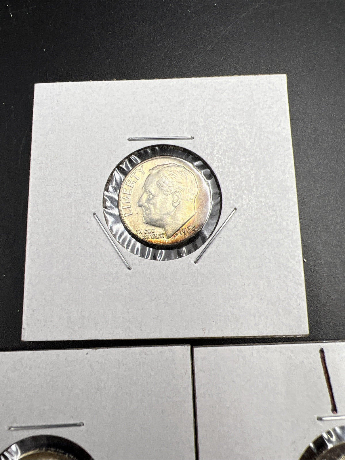 Toner Trio 3 Nice toned 1964 Roosevelt Silver Dime Coins BU UNC SKUGN#2025A