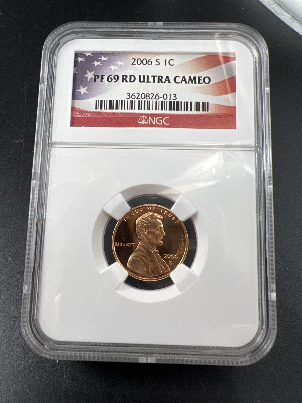 2006 S 1c Lincoln Memorial Cent Penny Coin Proof NGC PF69 UCAM USA Flag Label