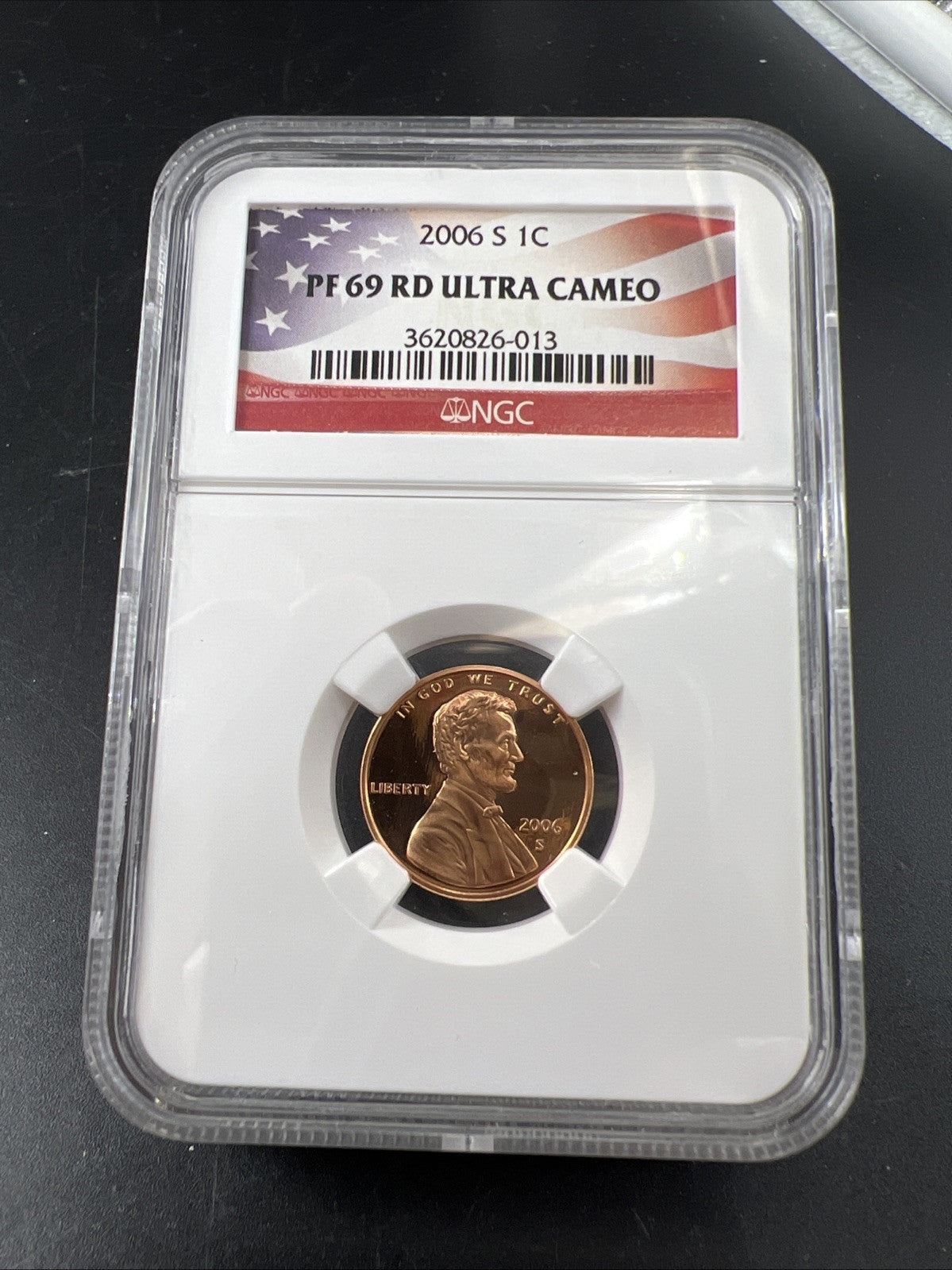 2006 S 1c Lincoln Memorial Cent Penny Coin Proof NGC PF69 UCAM USA Flag Label