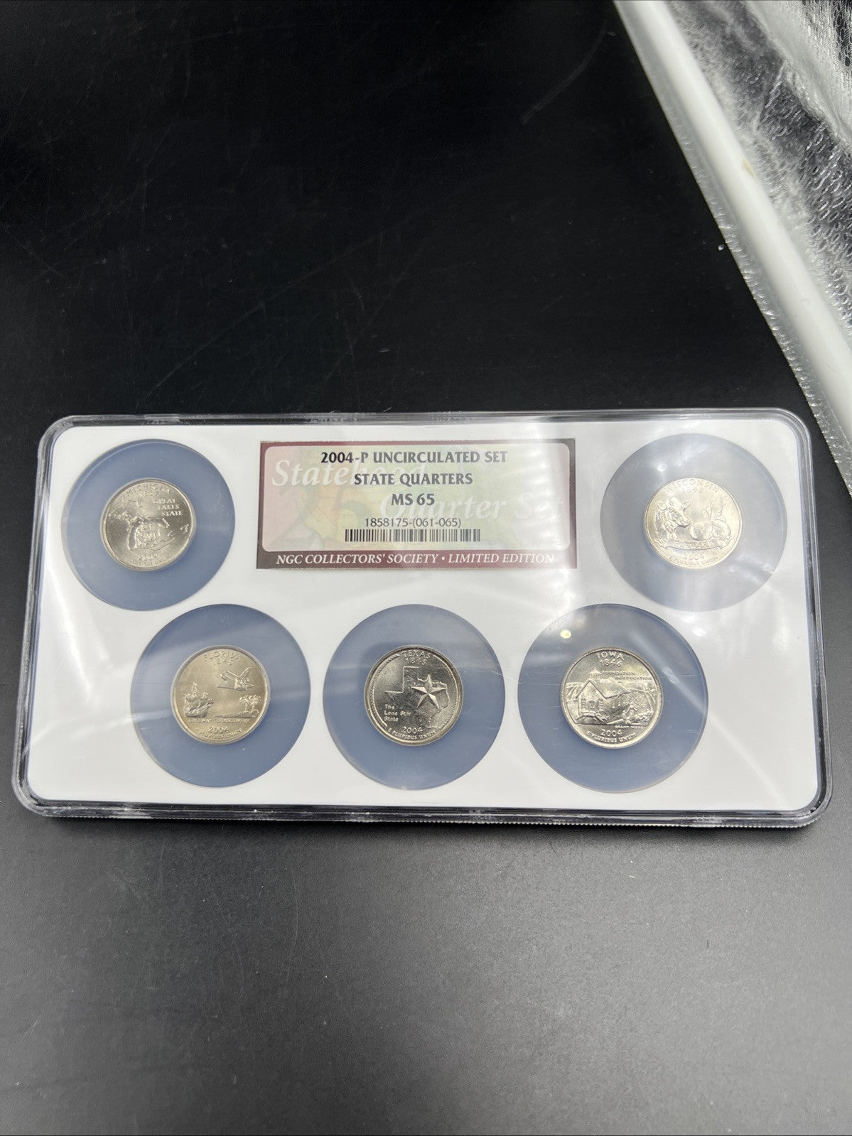 2004 P Complete 5 Coin BU State Quarters Set NGC MS65 Texas Florida Iowa & more!