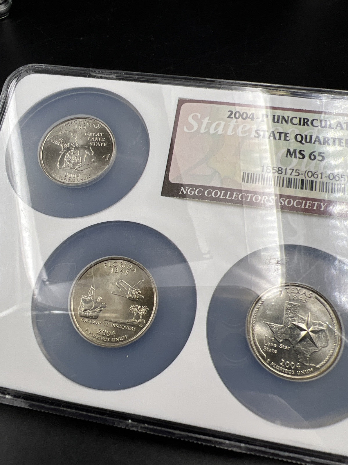 2004 P Complete 5 Coin BU State Quarters Set NGC MS65 Texas Florida Iowa & more!