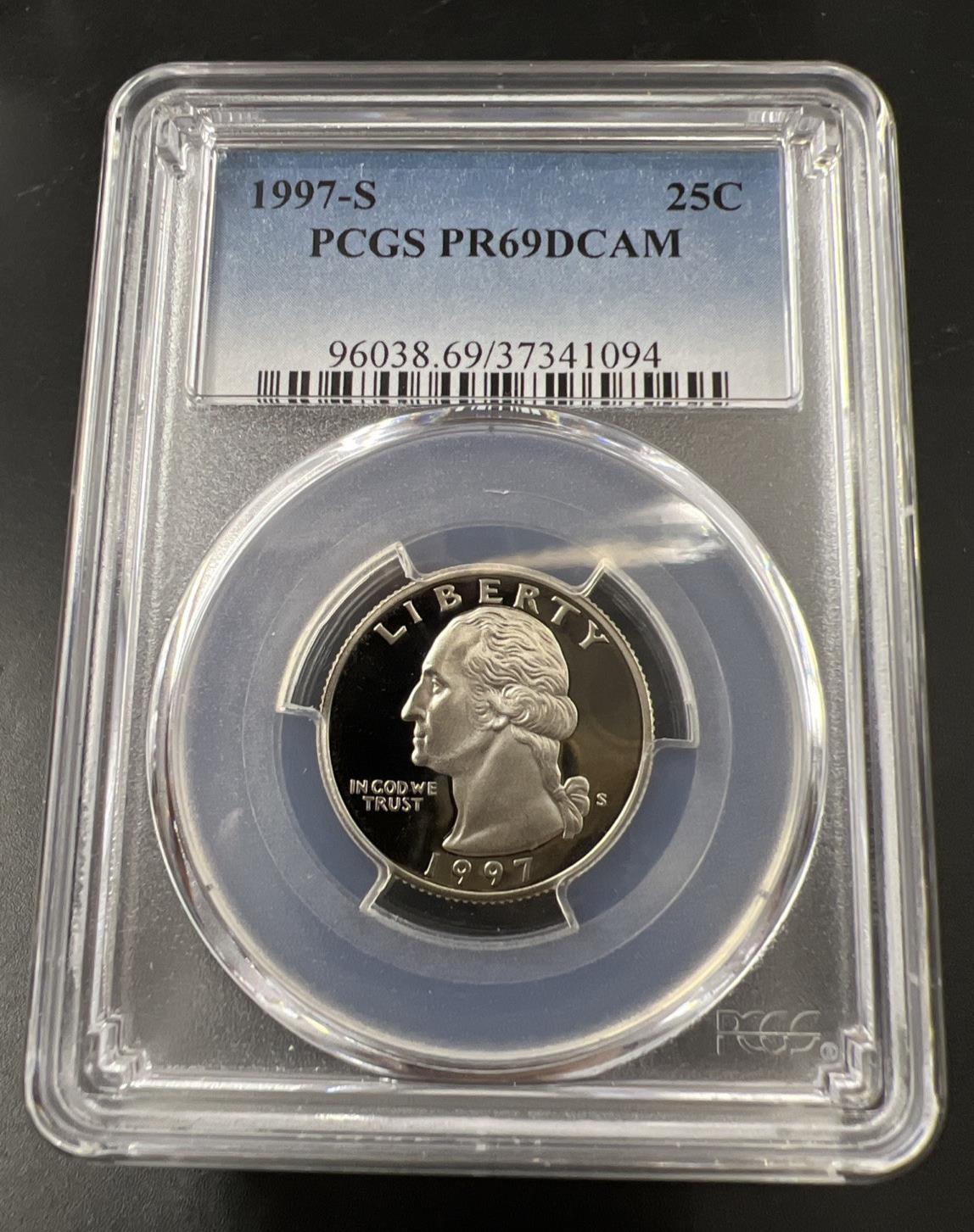 1997 S 25c Clad Copper Nickel Washington Quarter Coin PCGS PR69 DCAM #705