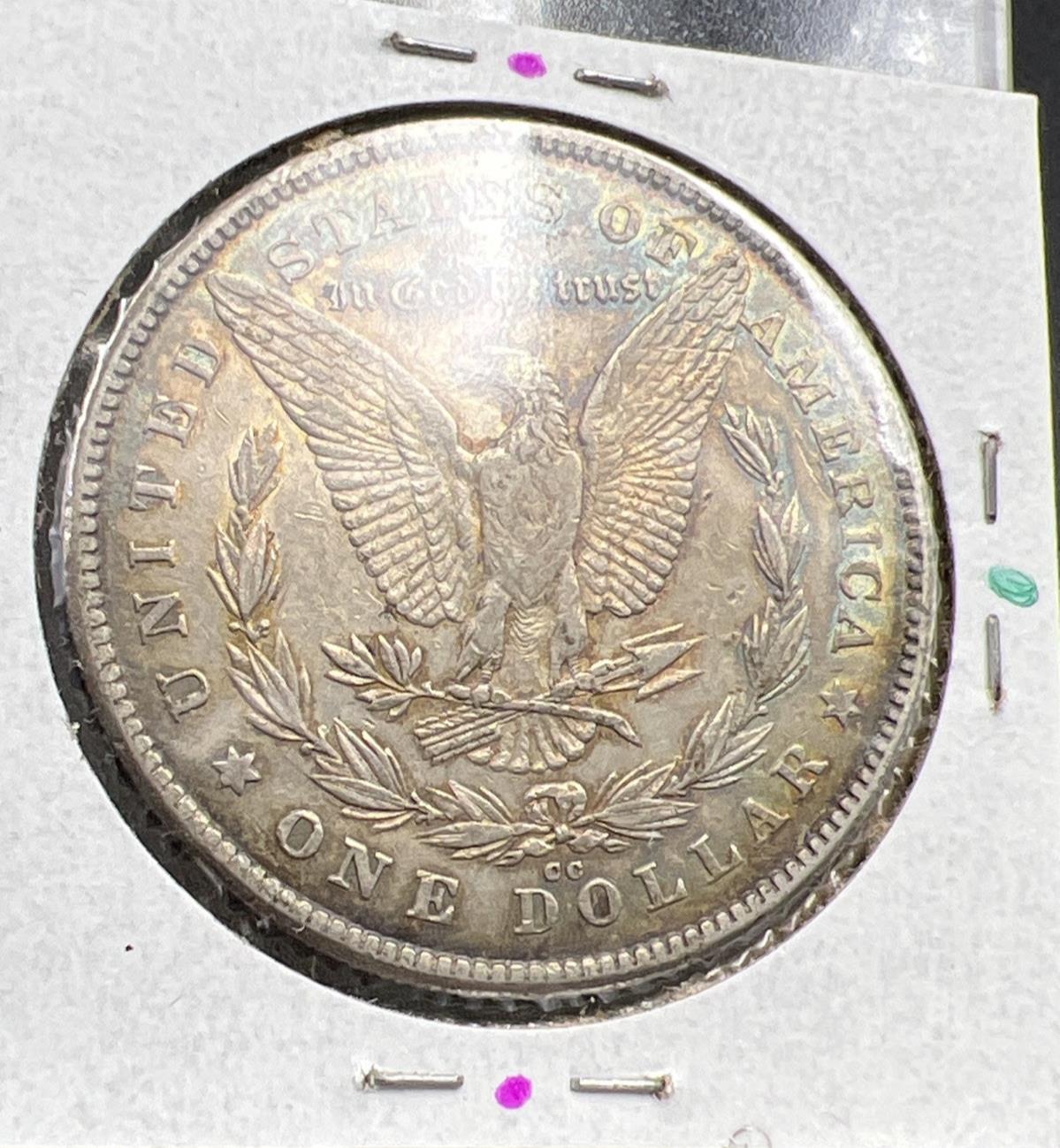 1878 CC $1 Morgan Silver Dollar Coin Choice XF EF Extra Fine PQ Rainbow Toning