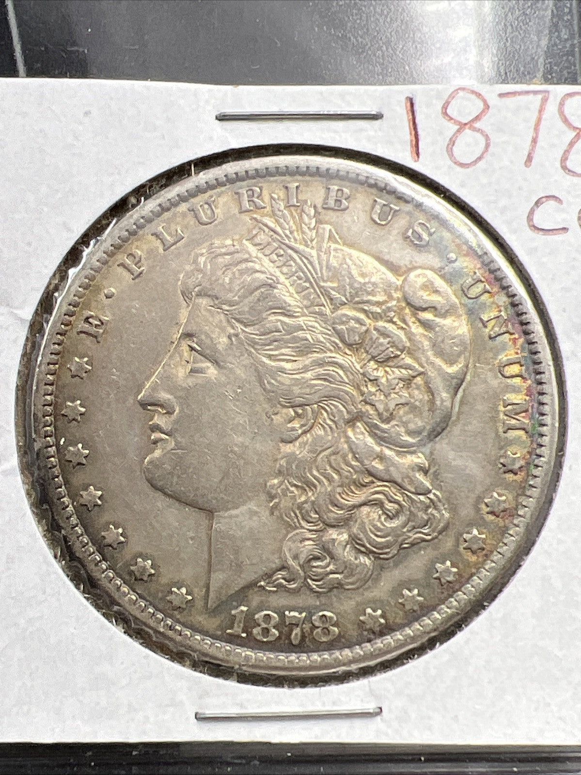 1878 CC $1 Morgan Silver Dollar Coin Choice XF EF Extra Fine PQ Rainbow Toning