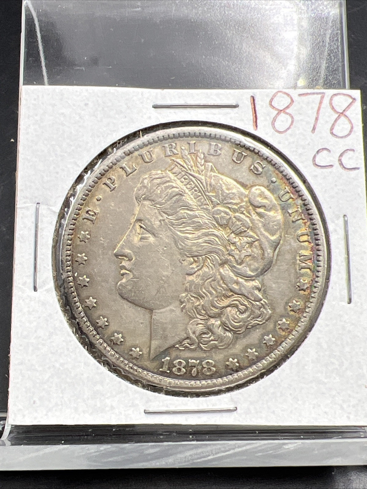 1878 CC $1 Morgan Silver Dollar Coin Choice XF EF Extra Fine PQ Rainbow Toning