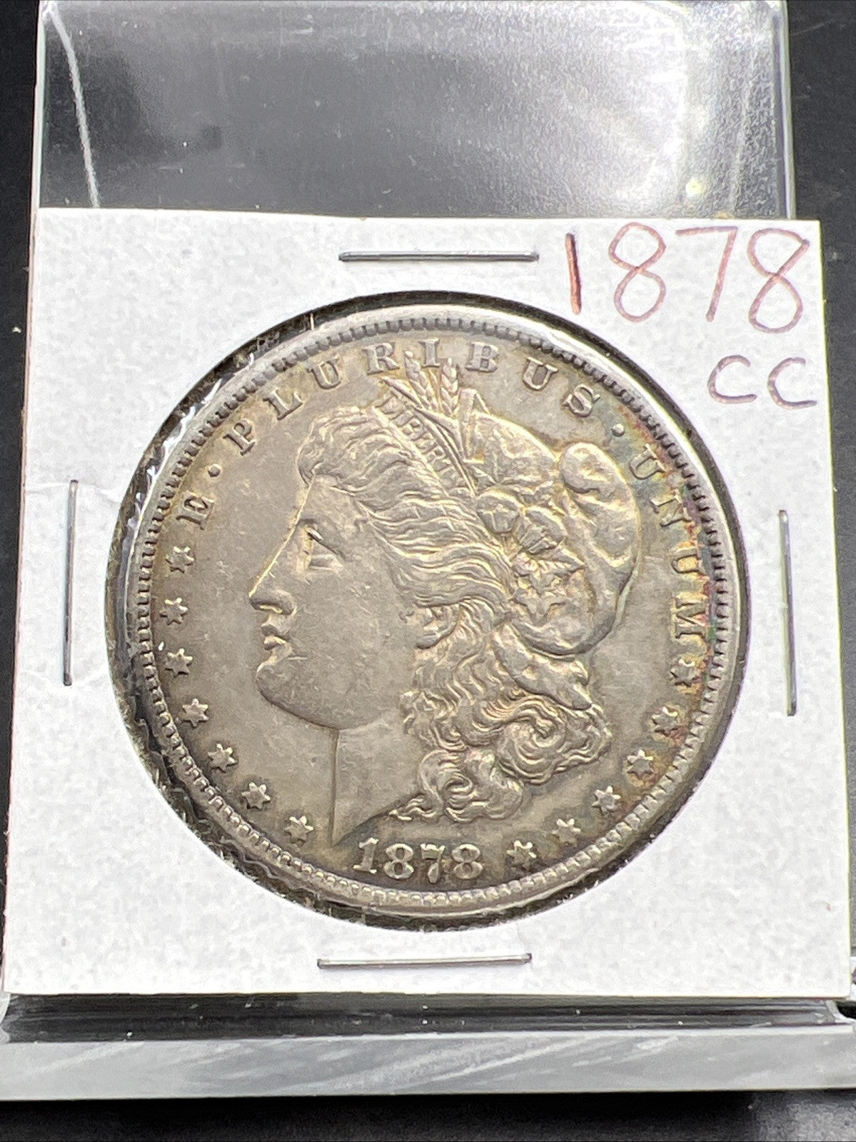 1878 CC $1 Morgan Silver Dollar Coin Choice XF EF Extra Fine PQ Rainbow Toning