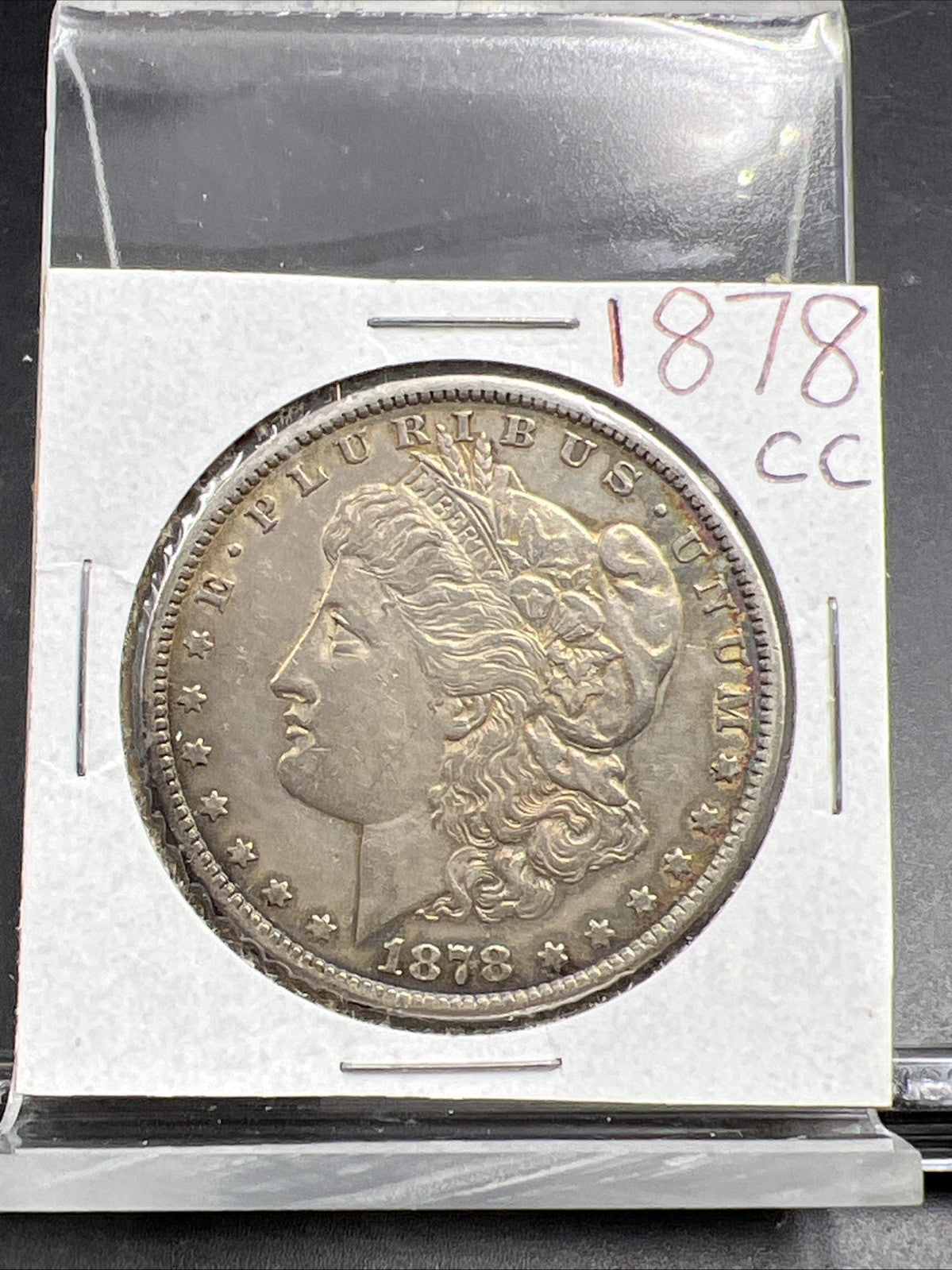 1878 CC $1 Morgan Silver Dollar Coin Choice XF EF Extra Fine PQ Rainbow Toning