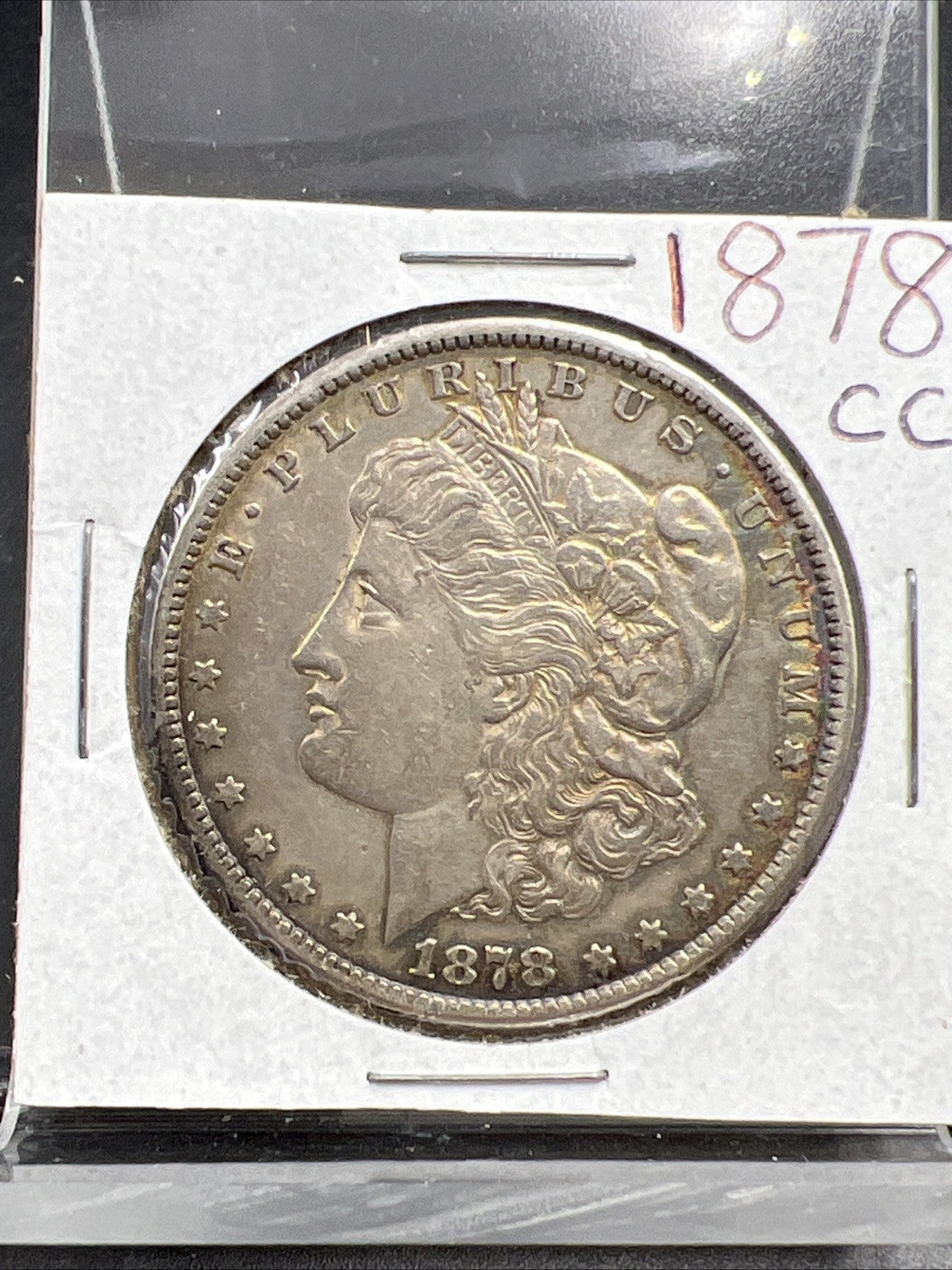 1878 CC $1 Morgan Silver Dollar Coin Choice XF EF Extra Fine PQ Rainbow Toning