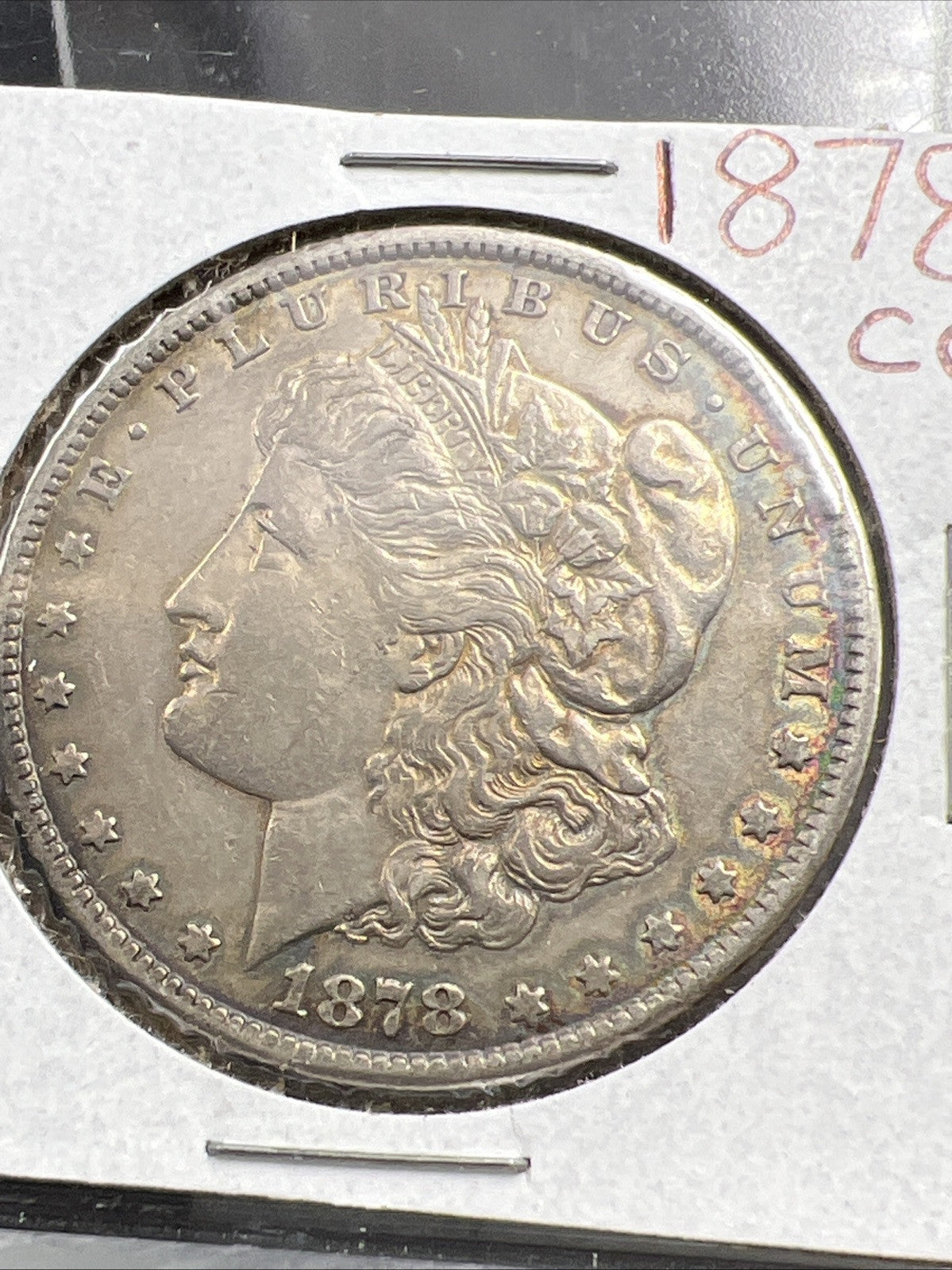 1878 CC $1 Morgan Silver Dollar Coin Choice XF EF Extra Fine PQ Rainbow Toning
