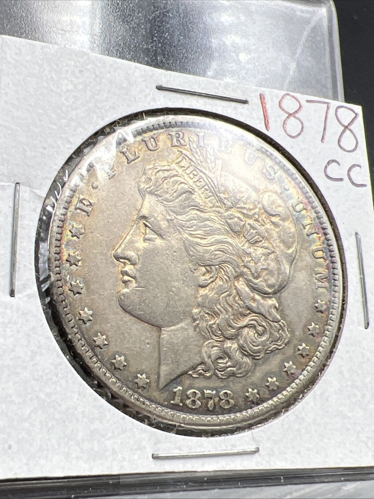 1878 CC $1 Morgan Silver Dollar Coin Choice XF EF Extra Fine PQ Rainbow Toning