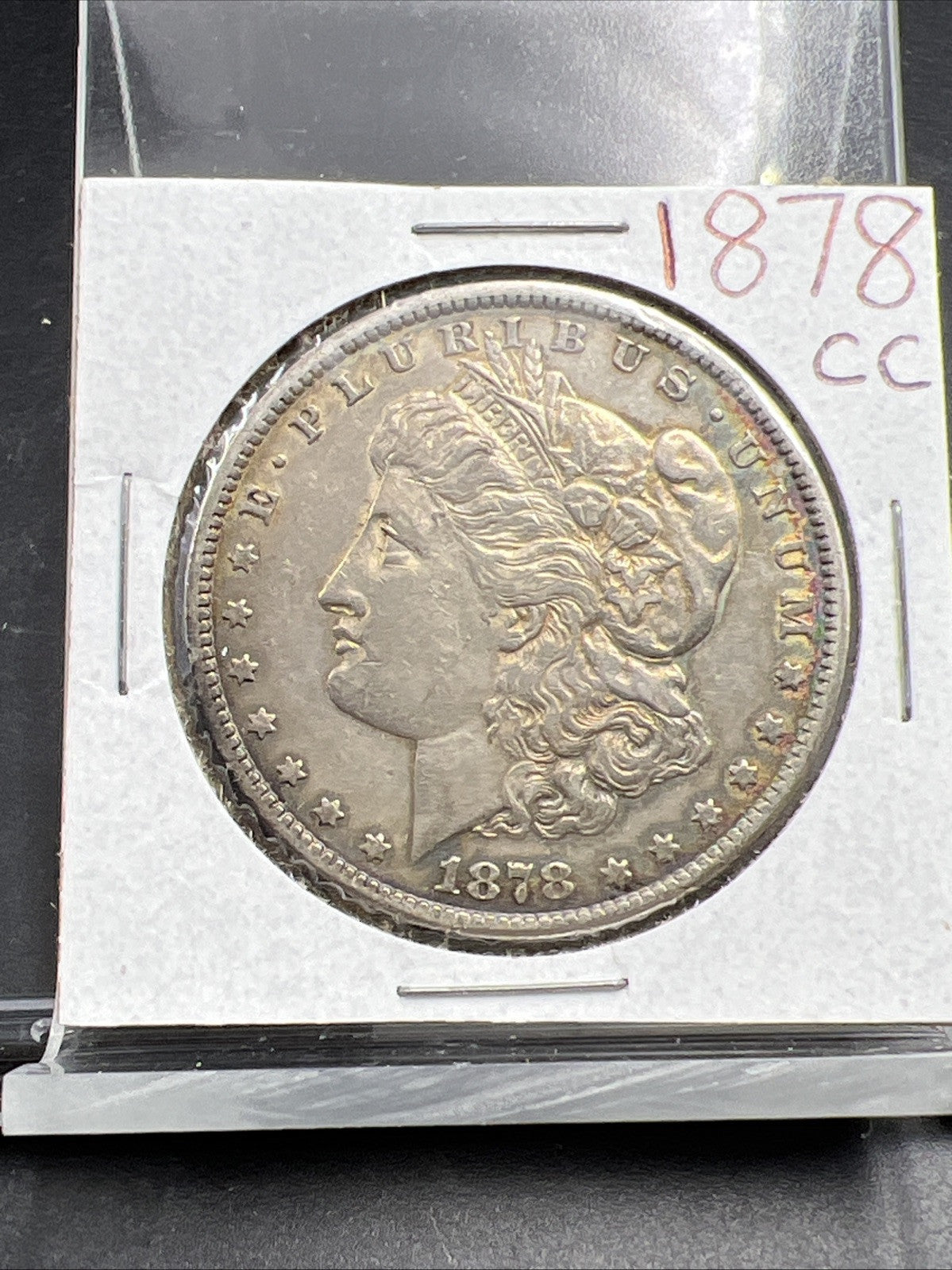 1878 CC $1 Morgan Silver Dollar Coin Choice XF EF Extra Fine PQ Rainbow Toning