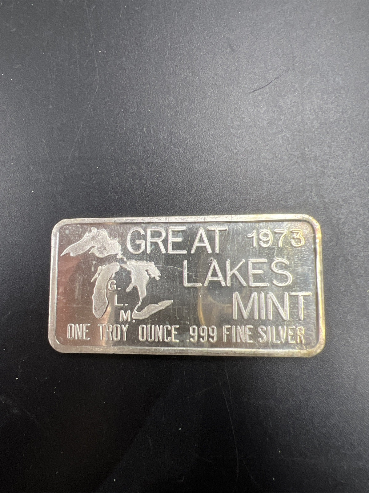 1973 Happy Birthday Great Lakes Mint 1 Oz Silver Art Bar