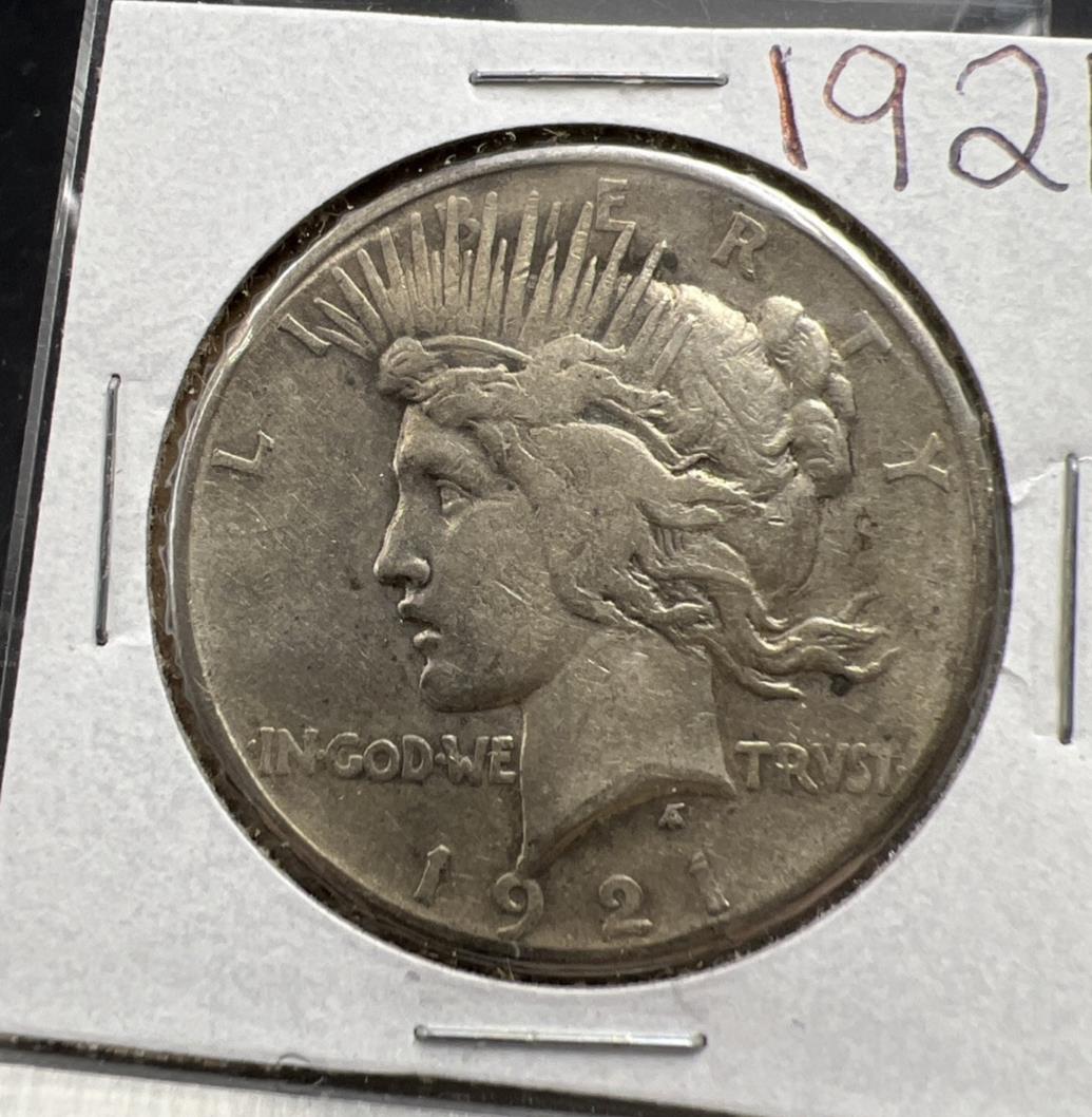 1921 P $1 Peace Silver Dollar Coin Scratched Reverse VF Details Circulated