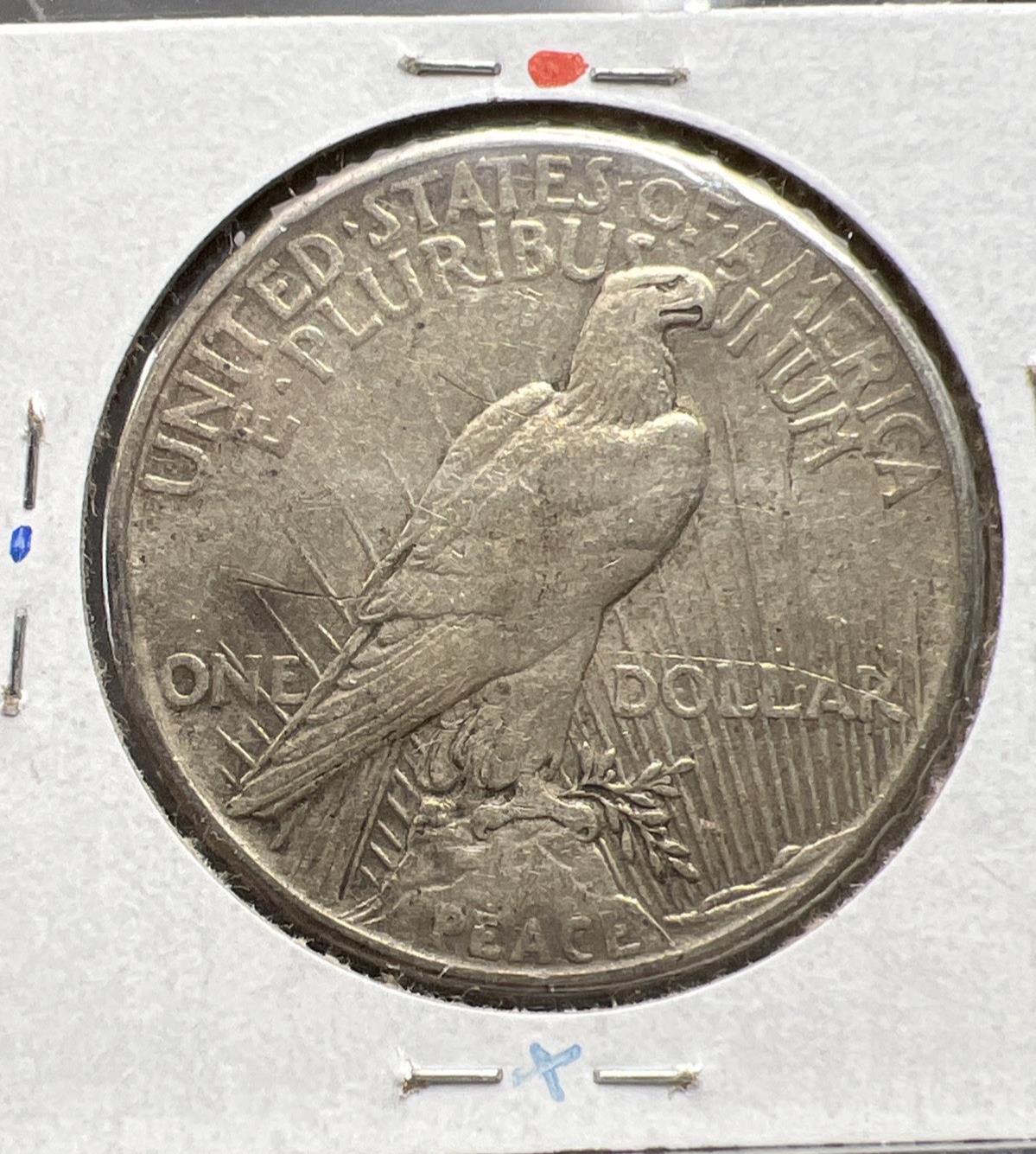 1921 P $1 Peace Silver Dollar Coin Scratched Reverse VF Details Circulated
