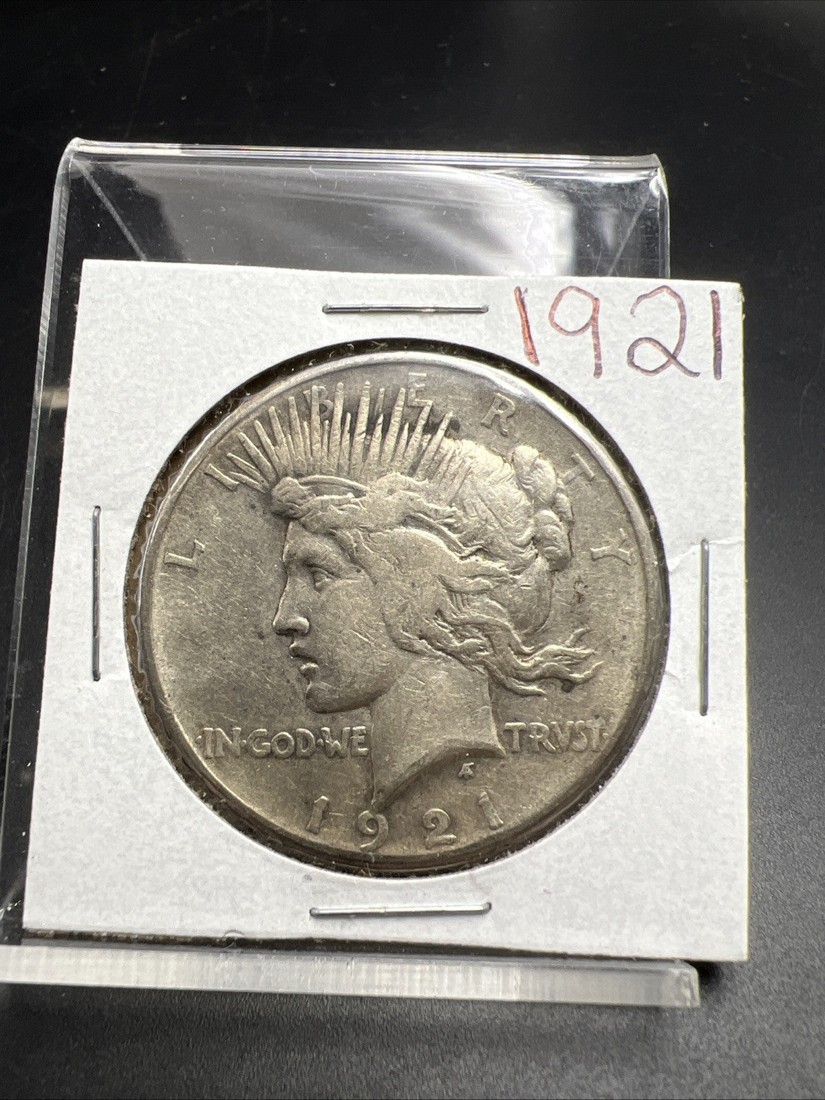 1921 P $1 Peace Silver Dollar Coin Scratched Reverse VF Details Circulated