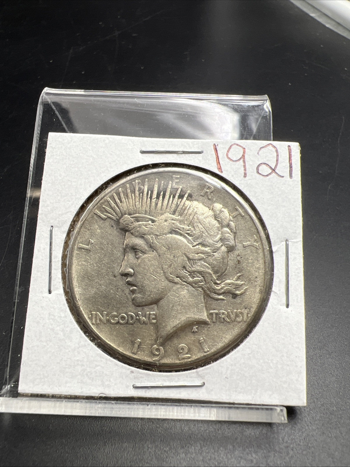 1921 P $1 Peace Silver Dollar Coin Scratched Reverse VF Details Circulated