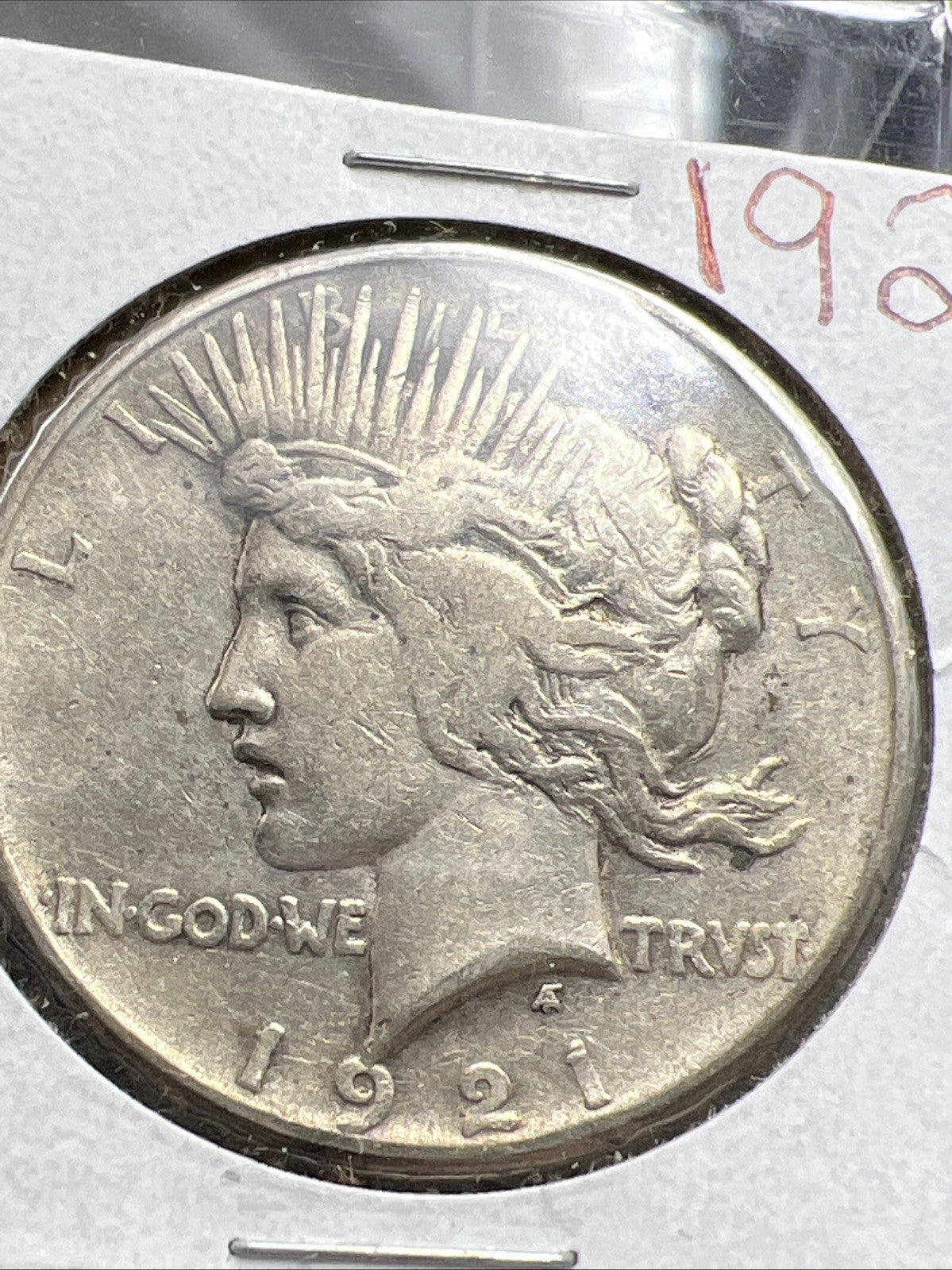 1921 P $1 Peace Silver Dollar Coin Scratched Reverse VF Details Circulated