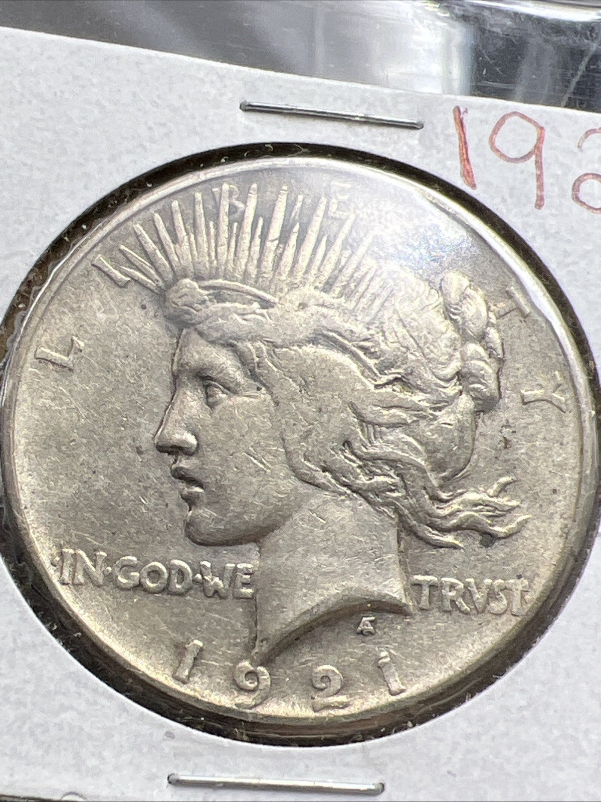 1921 P $1 Peace Silver Dollar Coin Scratched Reverse VF Details Circulated
