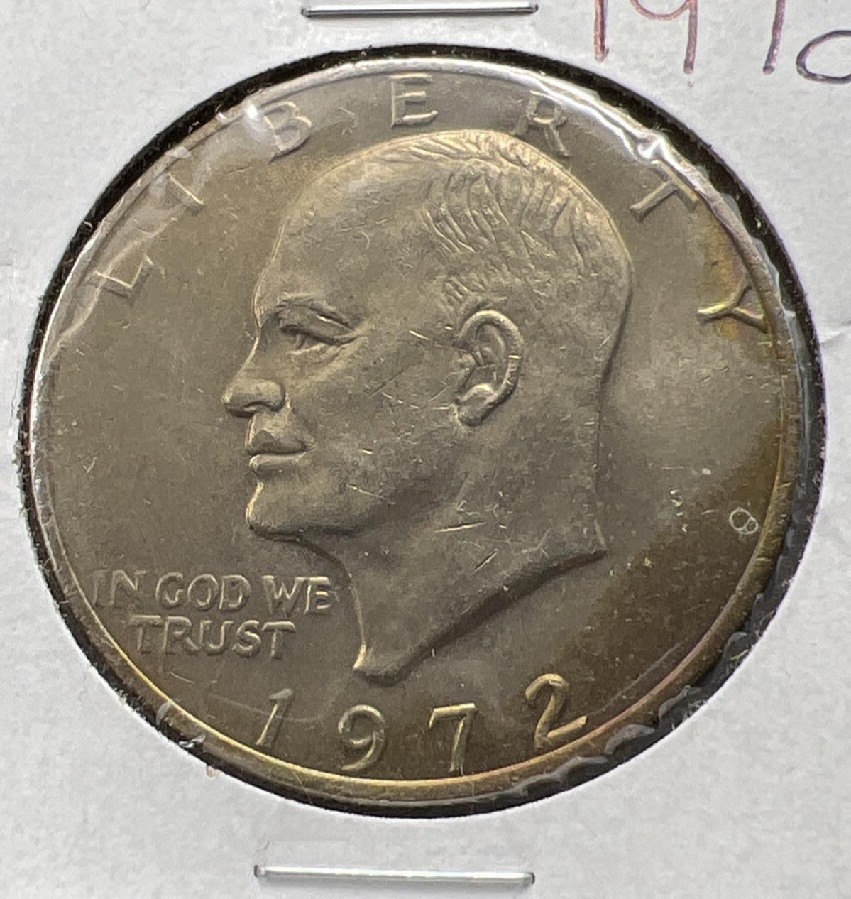 1972 Ike Eisenhower Clad Dollar Coin AU About UNC Neat Toning Toner