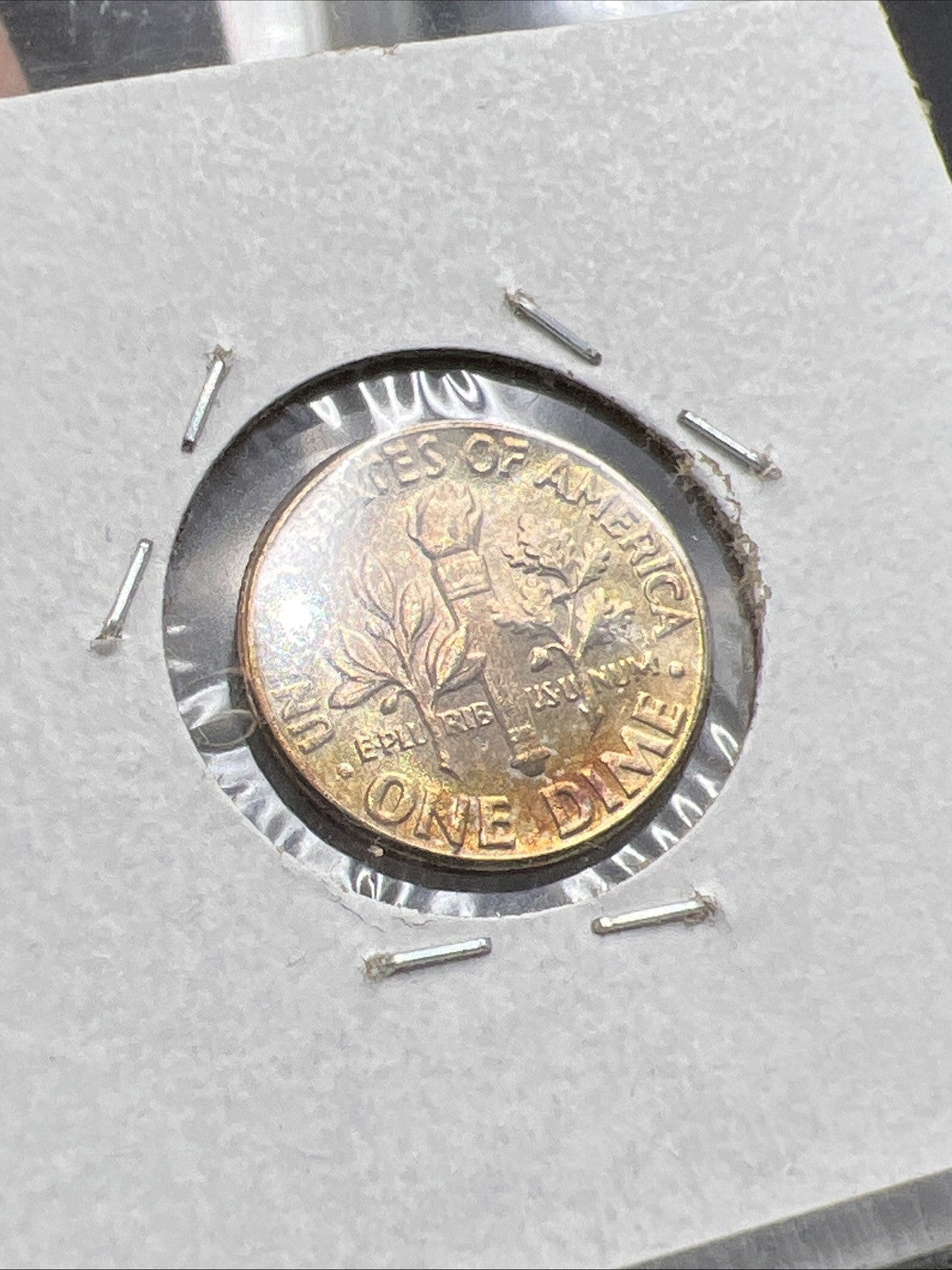 1958 P 10c Roosevelt Silver Dime Neat Toning Toner #YL UNC