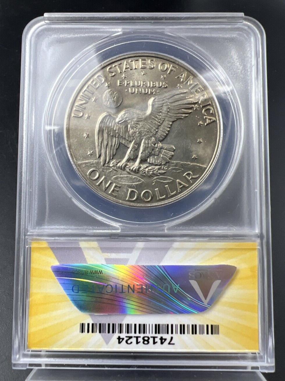 1972 $1 Eisenhower Ike Dollar Coin MS63 ANACS CH BU UNC Type 2 Variety FS-901