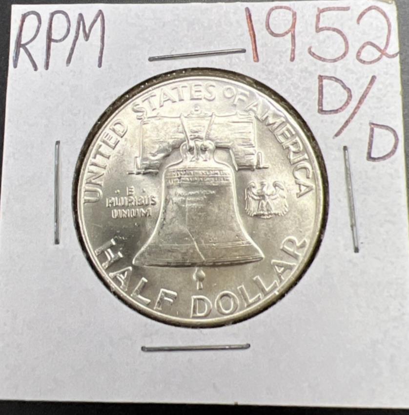 1952 D D/D RPM 50c Franklin Silver Half Dollar Coin BU UNC