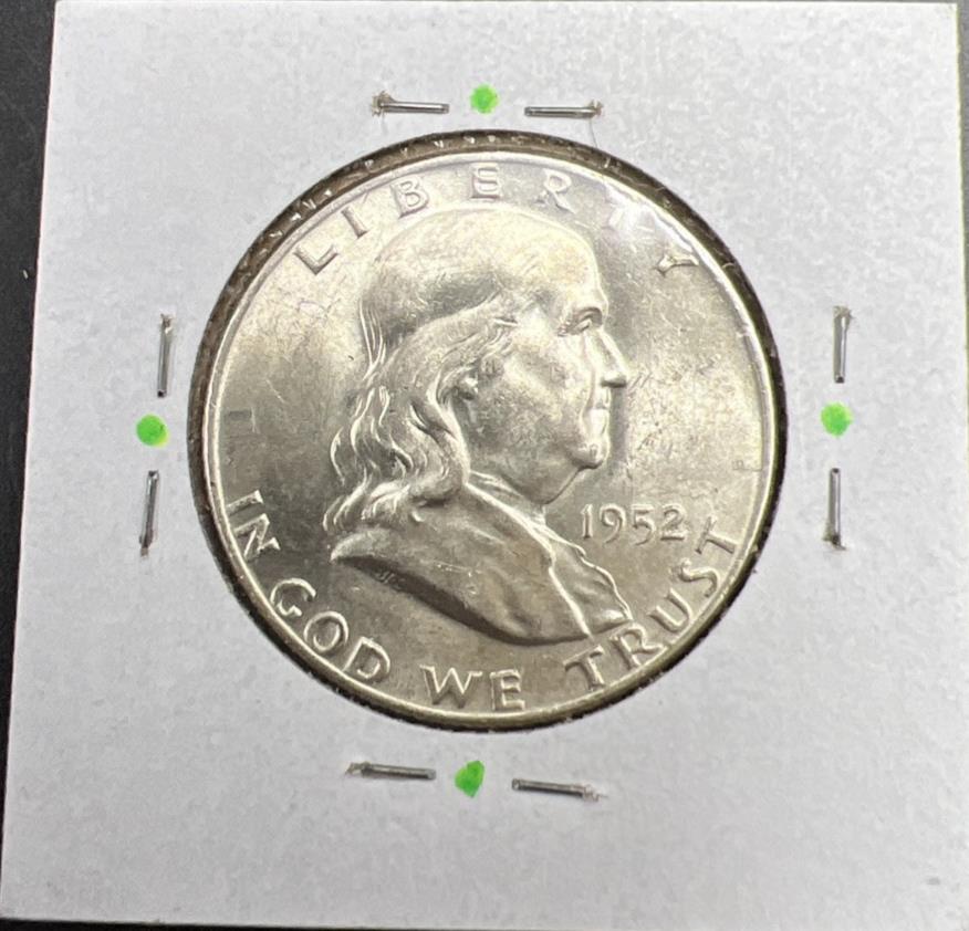 1952 D D/D RPM 50c Franklin Silver Half Dollar Coin BU UNC